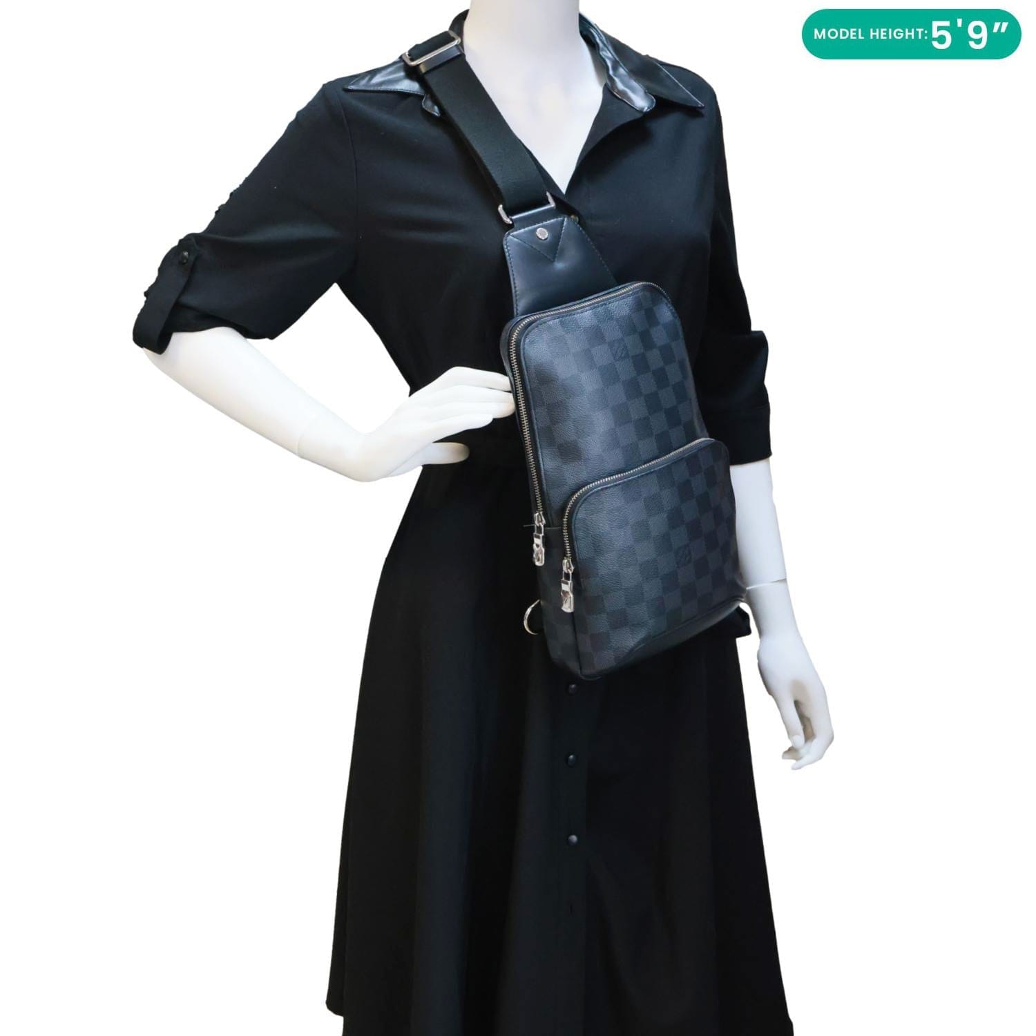LOUIS VUITTON Avenue Sling Damier Graphite Backpack Bag Black