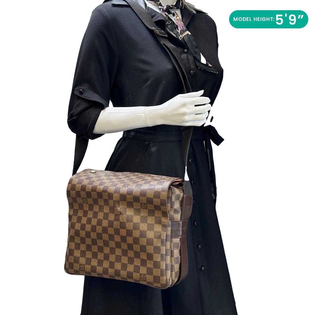 LOUIS VUITTON Naviglio Damier Ebene Messenger Bag Brown