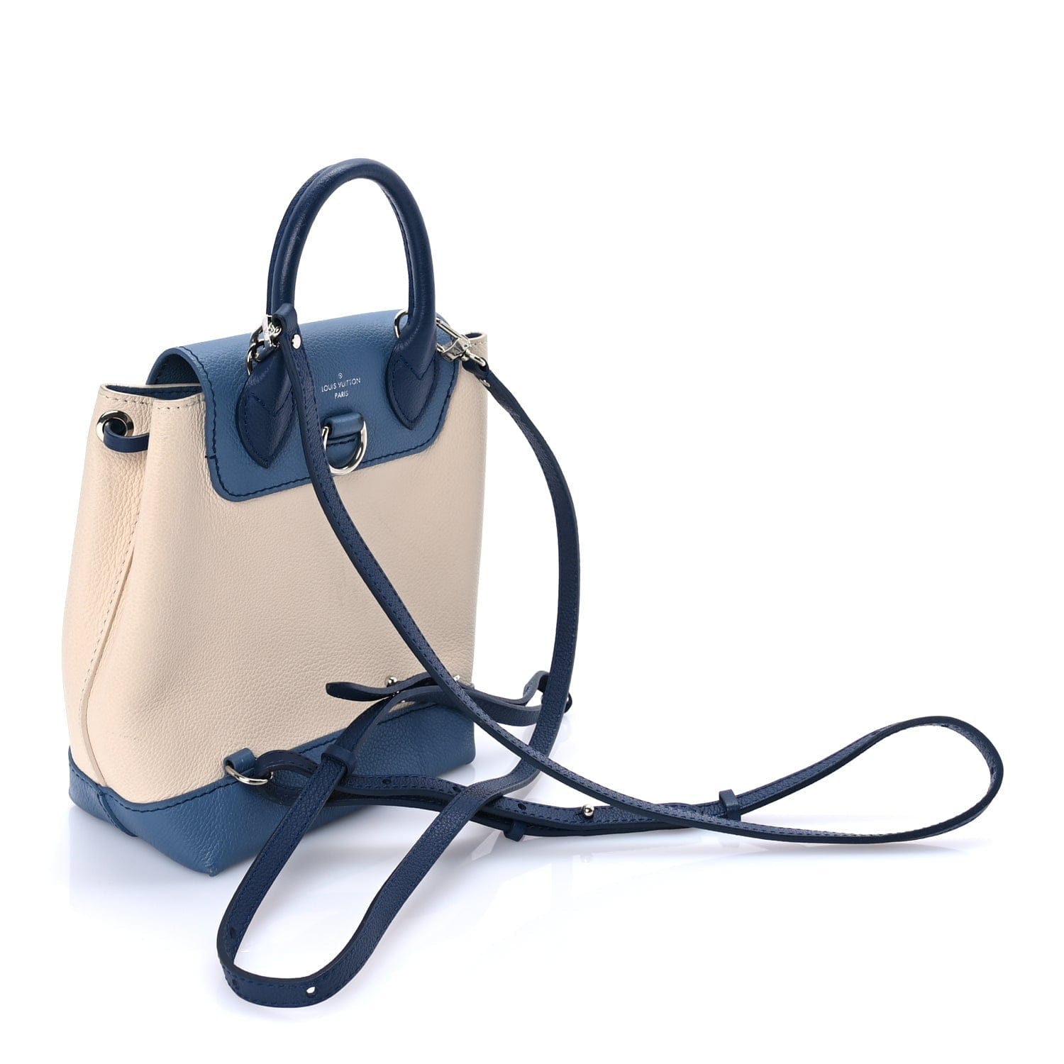 Louis Vuitton Calfskin Lockme Mini Backpack Blue Jean Creme