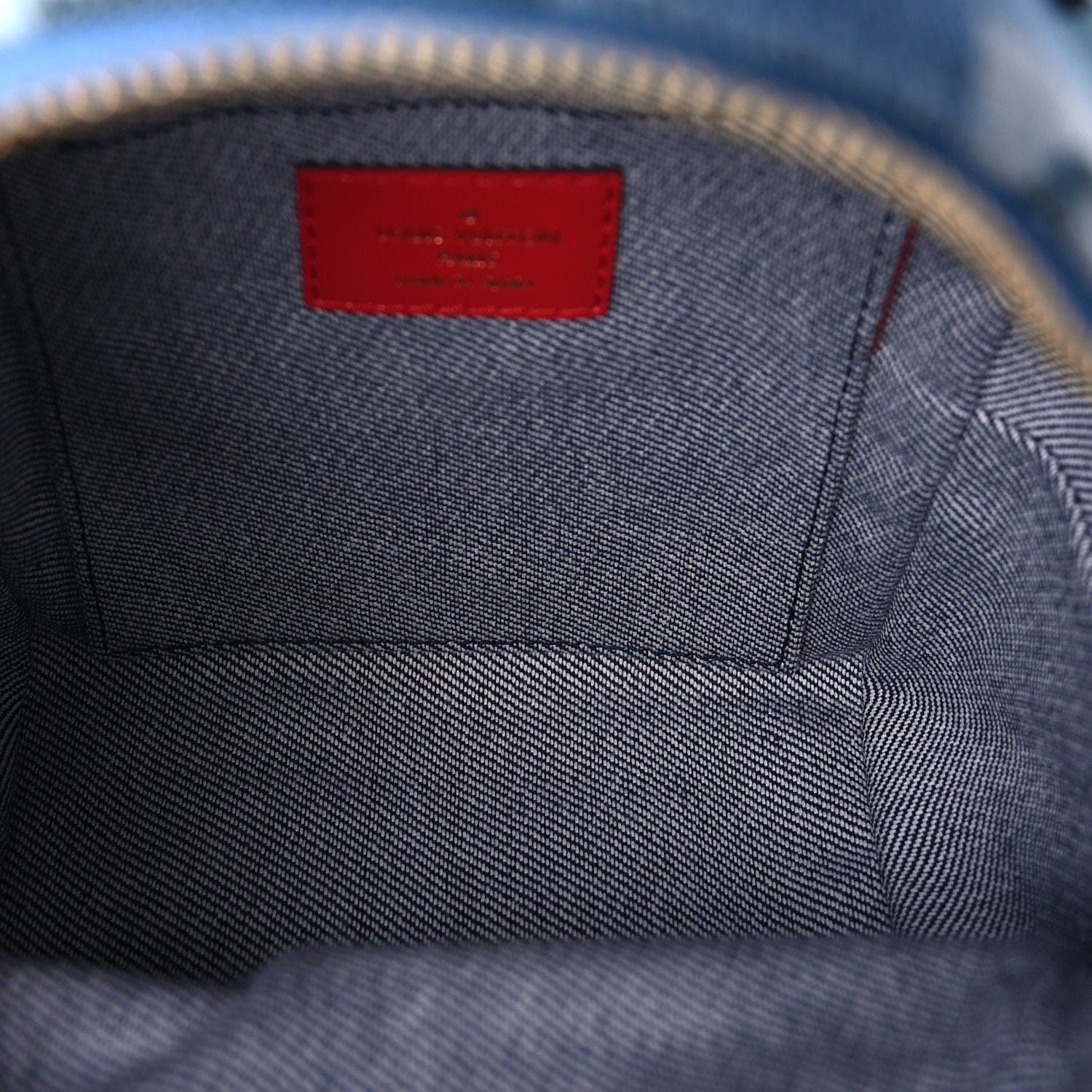 Louis Vuitton Denim Damier Monogram Patchwork Palm Springs Backpack Mini Blue Rouge