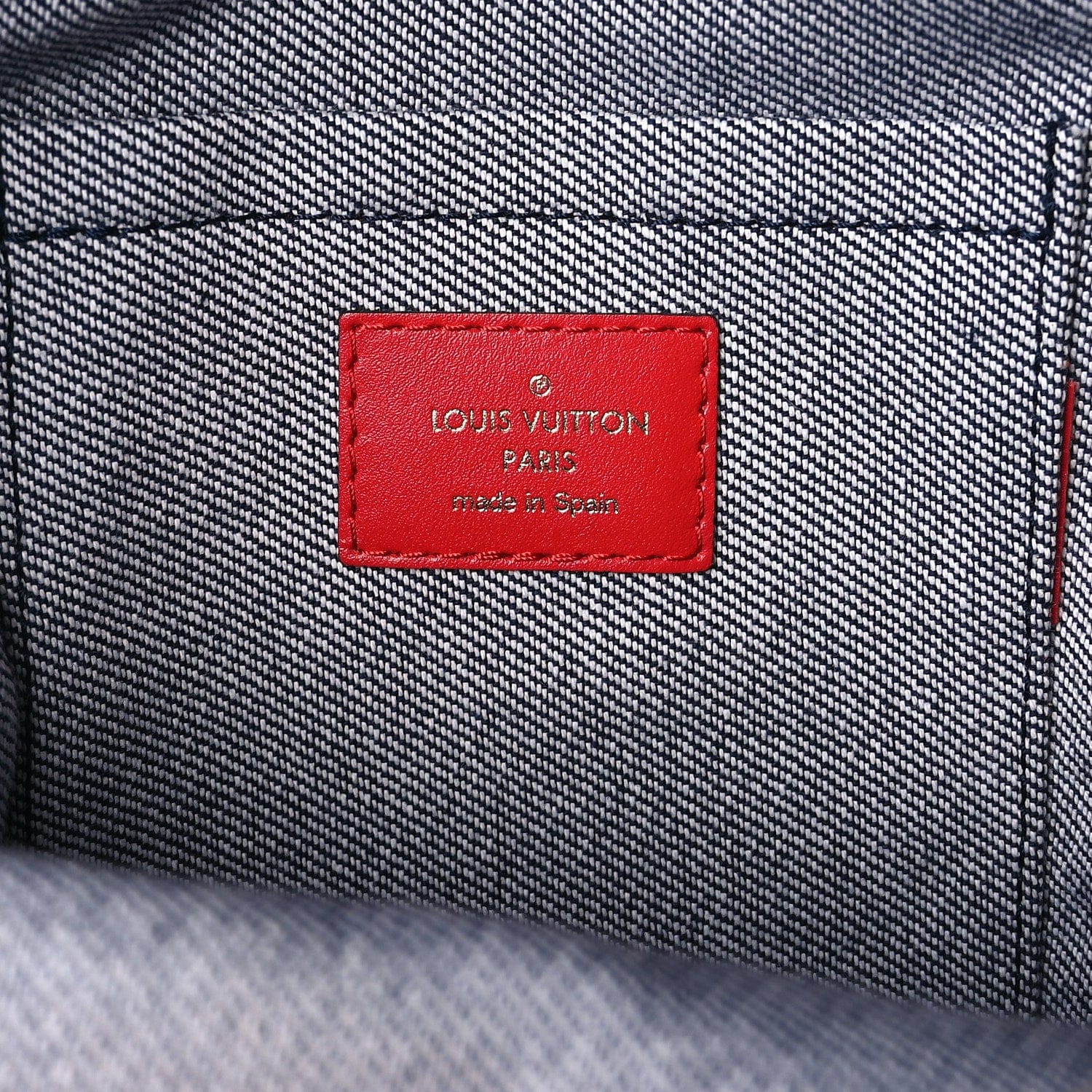 Louis Vuitton Denim Damier Monogram Patchwork Palm Springs Backpack Mini Blue Rouge