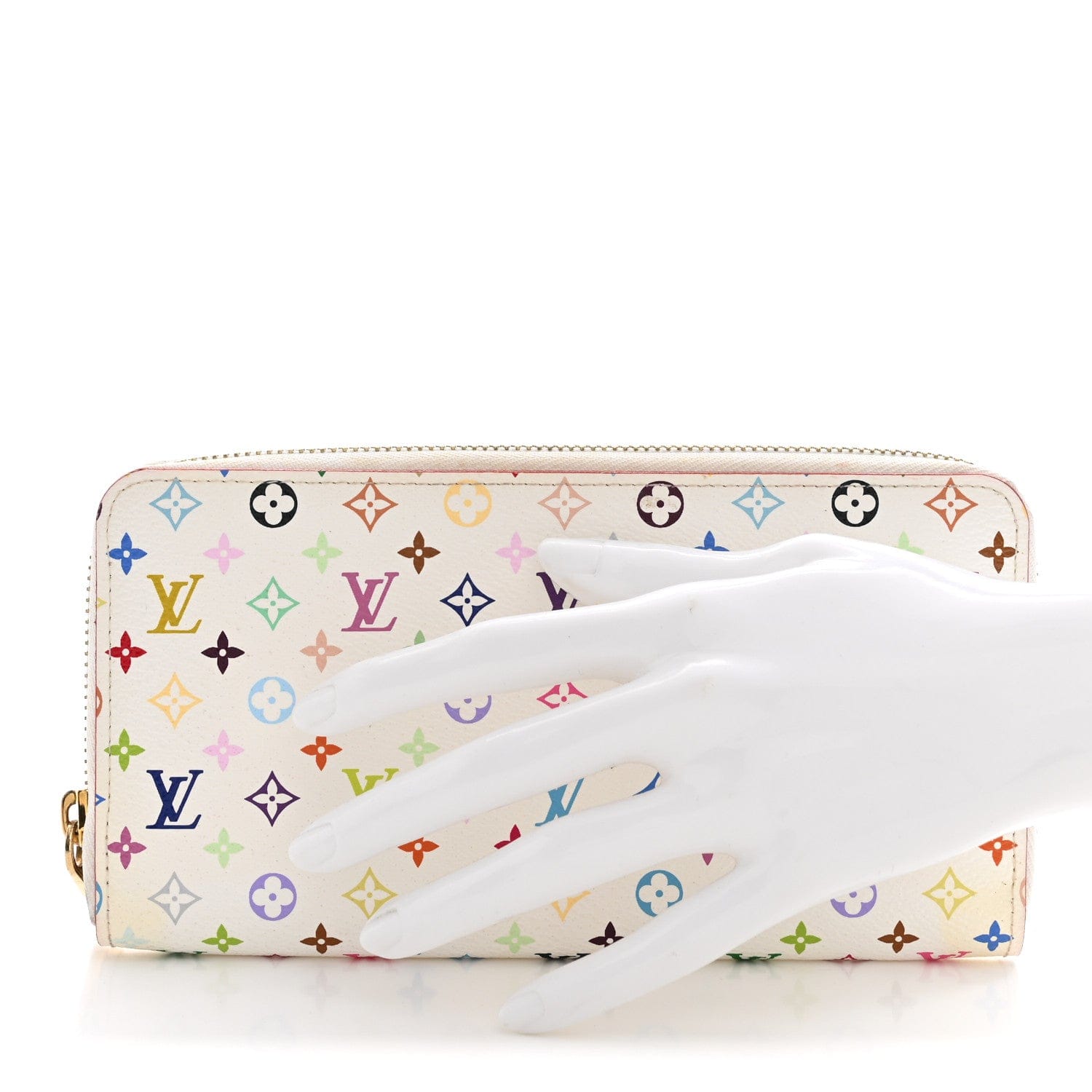 Louis Vuitton Monogram Multicolor Zippy Wallet White Litchi