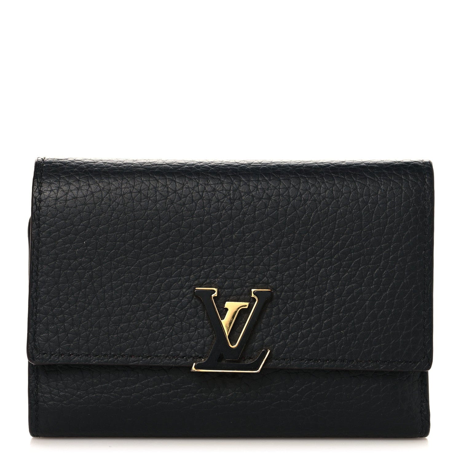 Louis Vuitton Taurillon Capucines Compact Wallet Black
