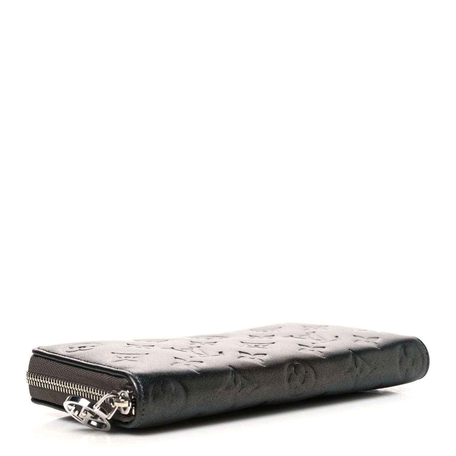 Louis Vuitton Lambskin Embossed Monogram Coussin Zippy Wallet Anthracite
