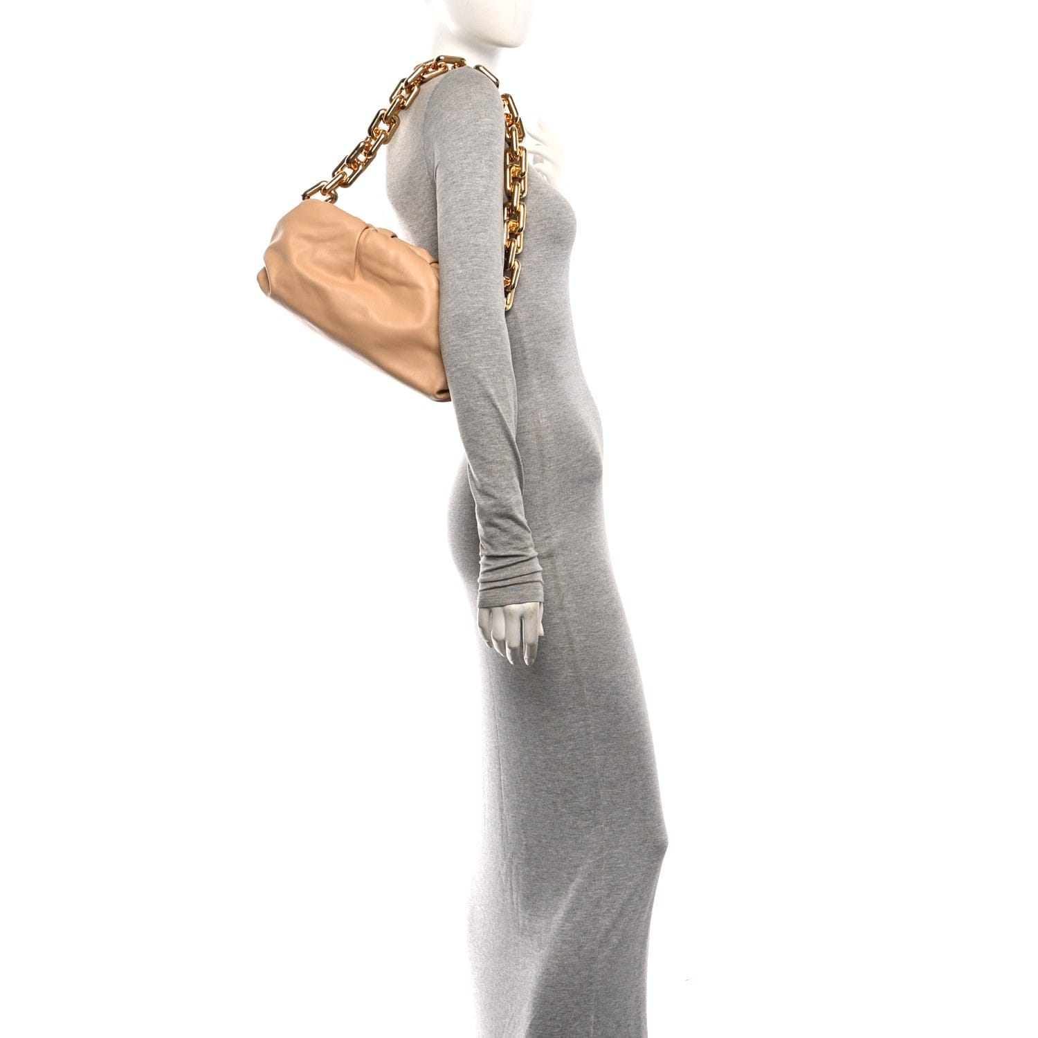 Bottega Veneta Calfskin The Pouch Chain Almond