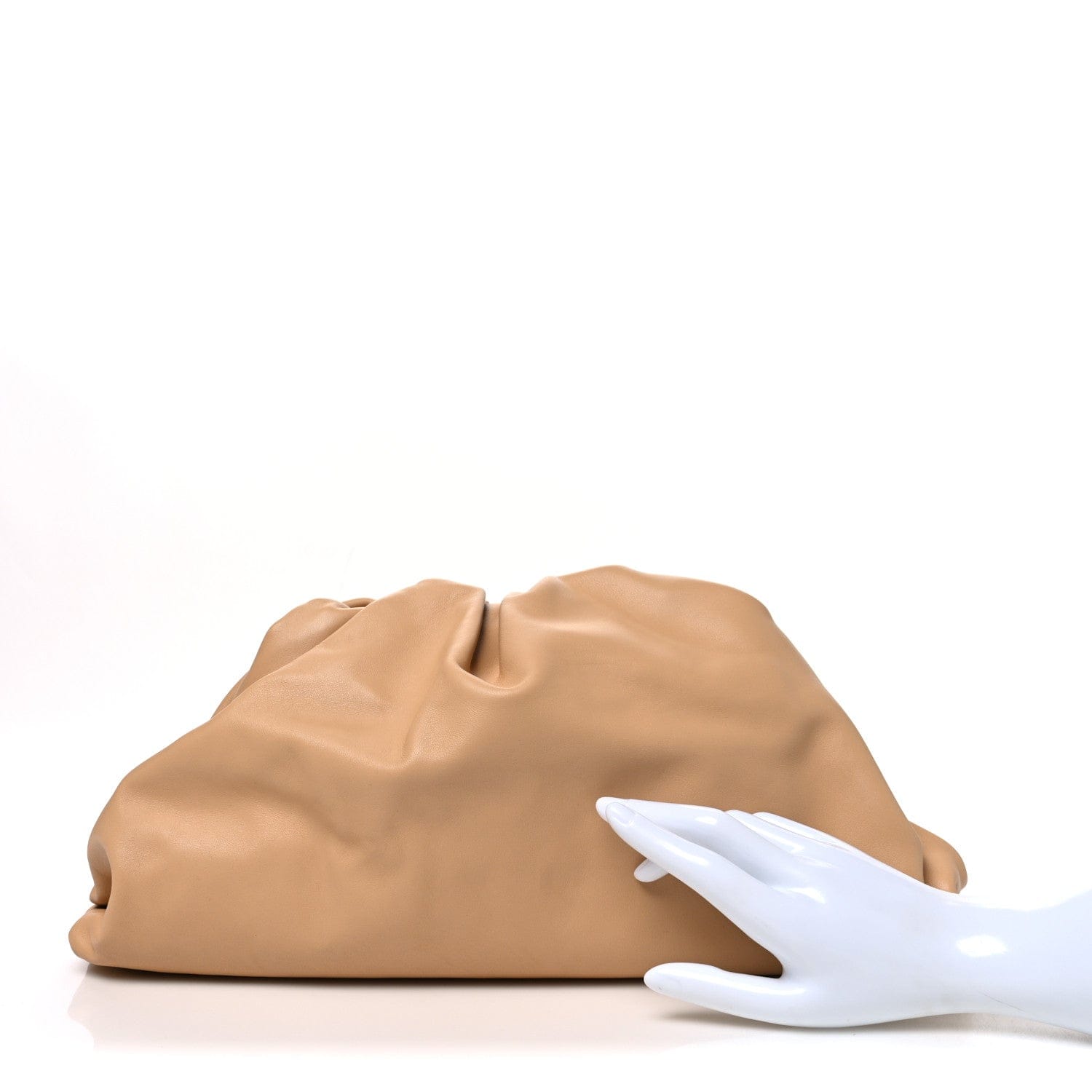 Bottega Veneta Smooth Butter Calf The Pouch Oversized Clutch Almond Almond