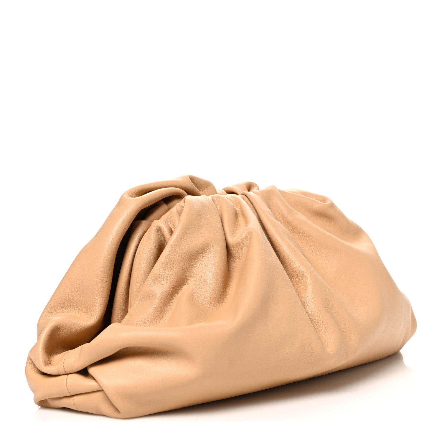 Bottega Veneta Smooth Butter Calf The Pouch Oversized Clutch Almond Almond