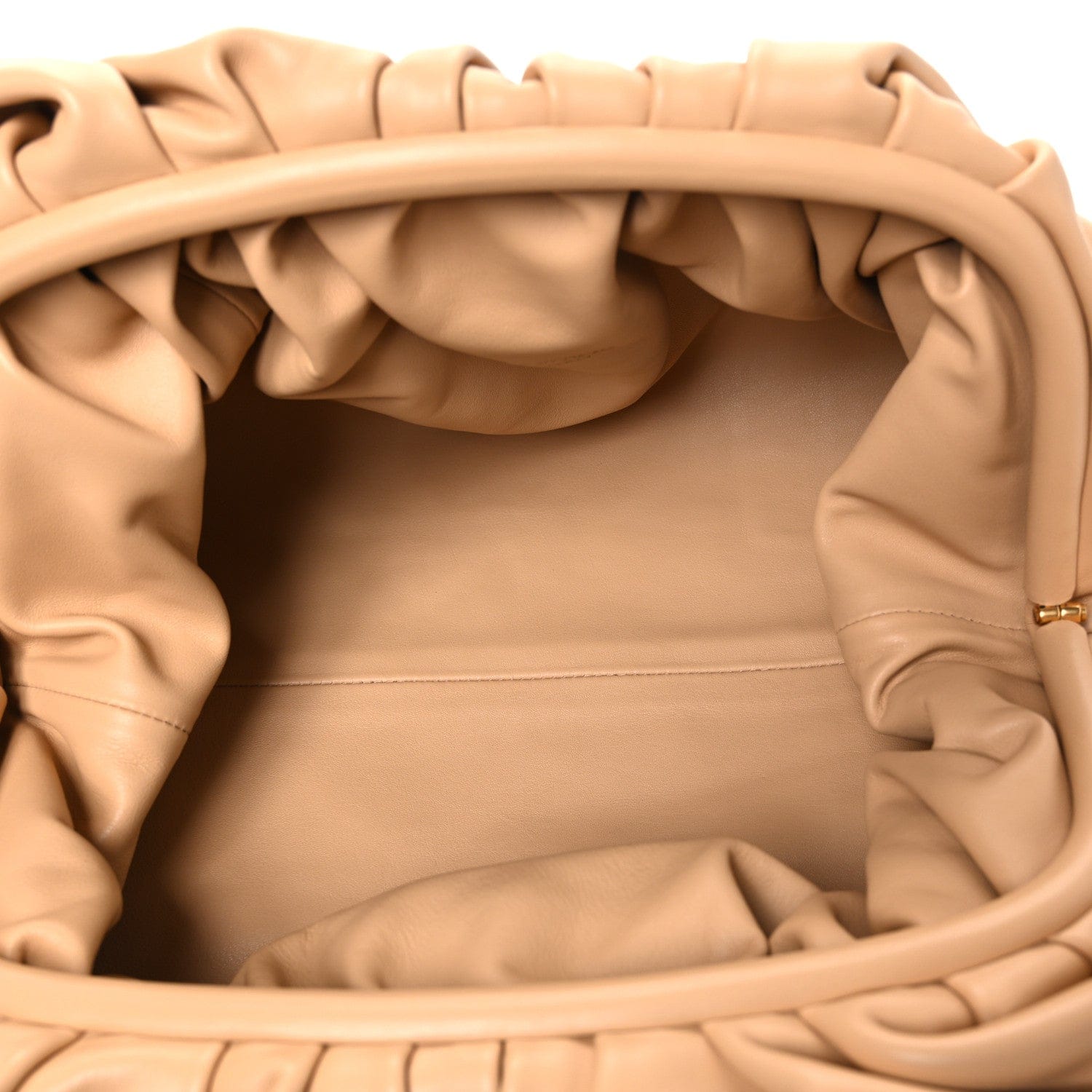 Bottega Veneta Smooth Butter Calf The Pouch Oversized Clutch Almond Almond