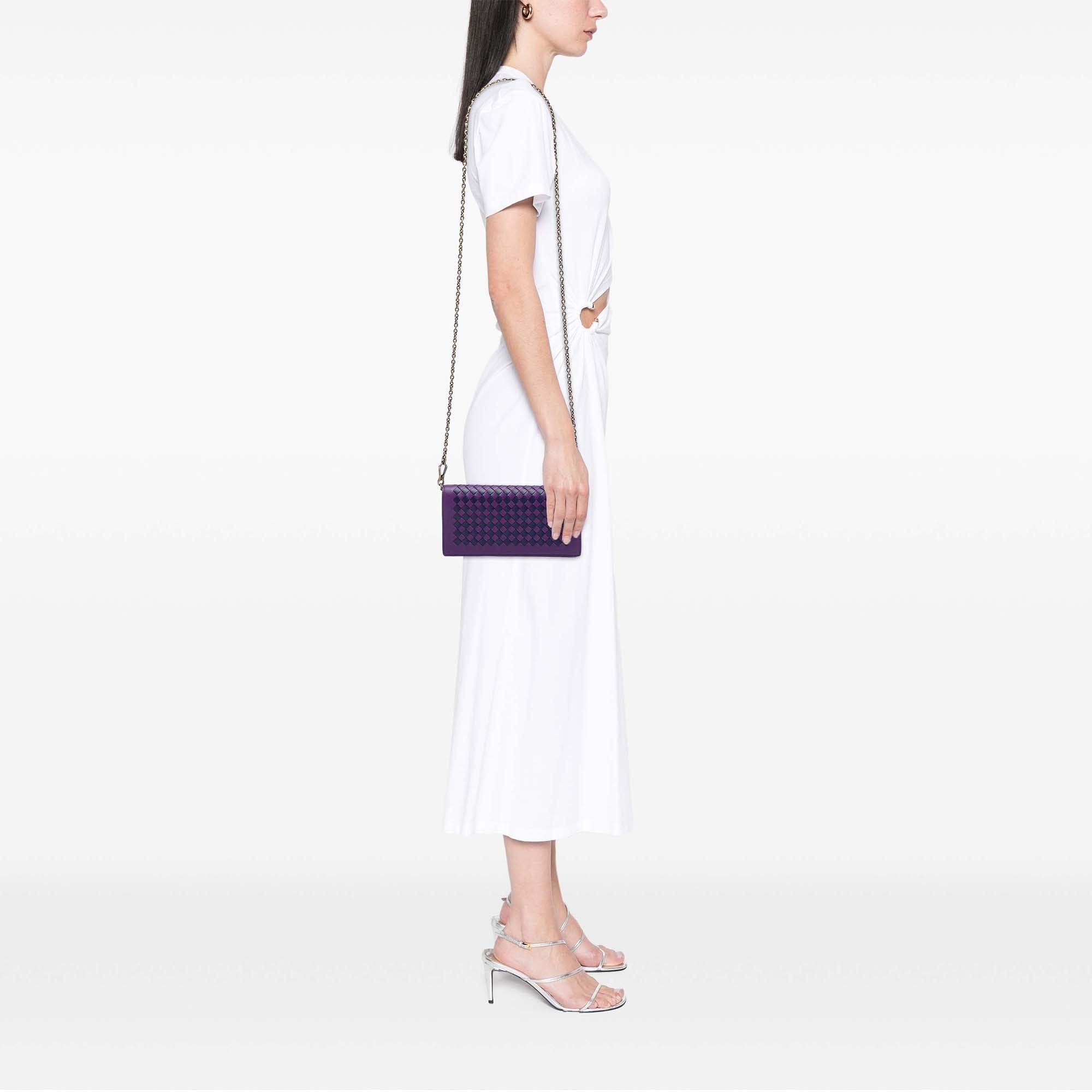Bottega Veneta Bicolor Nappa Intrecciato Continental Wallet on Chain