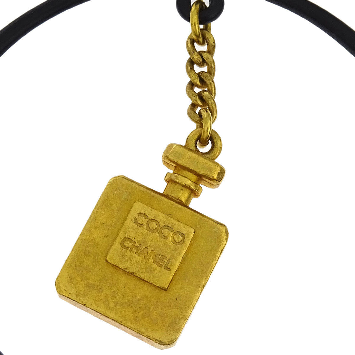 Chanel Gold Black Hoop Dangle Perfume Bottle Earrings Clip - On 94C
