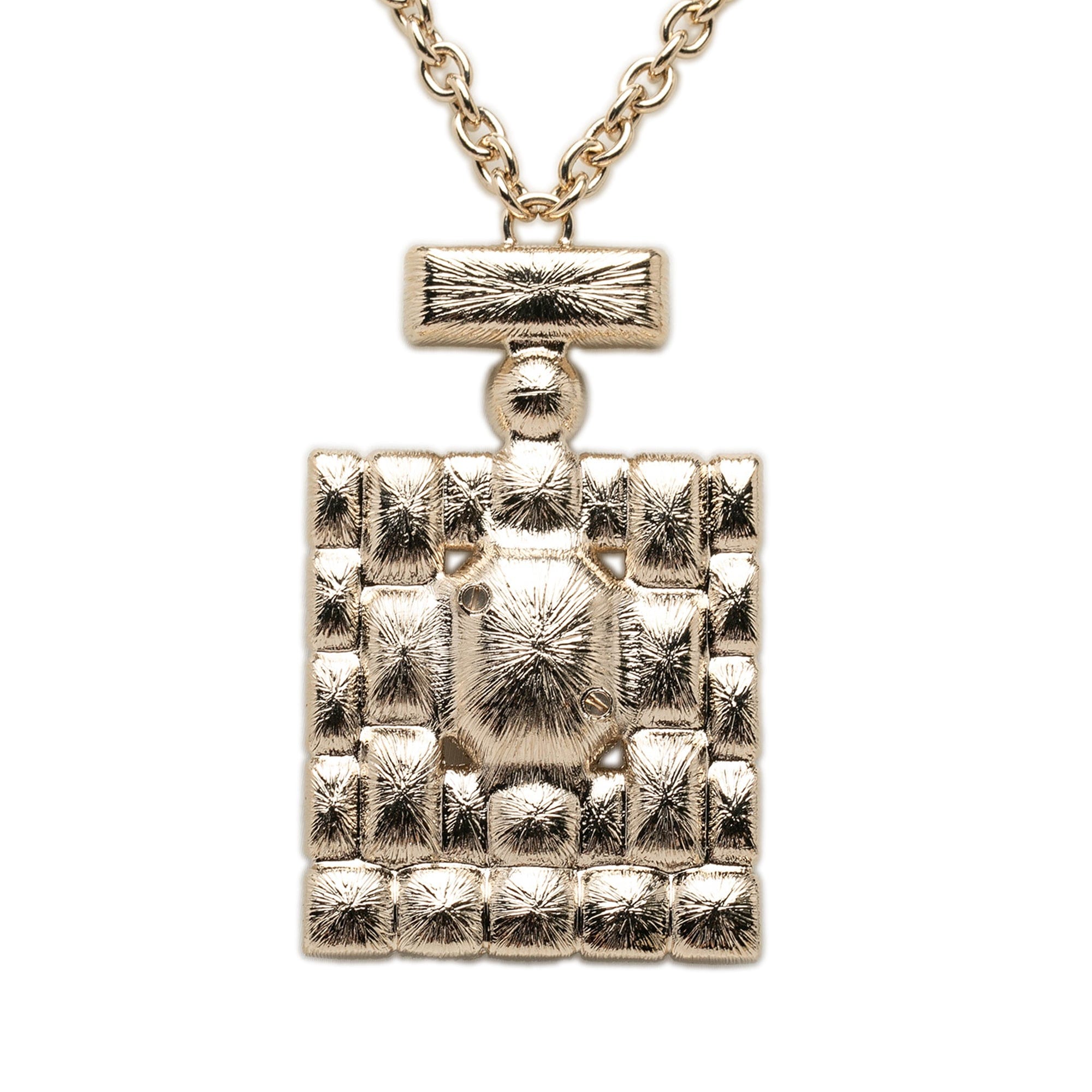 Chanel CC Gold Plated Strass Perfume Bottle Pendant Necklace