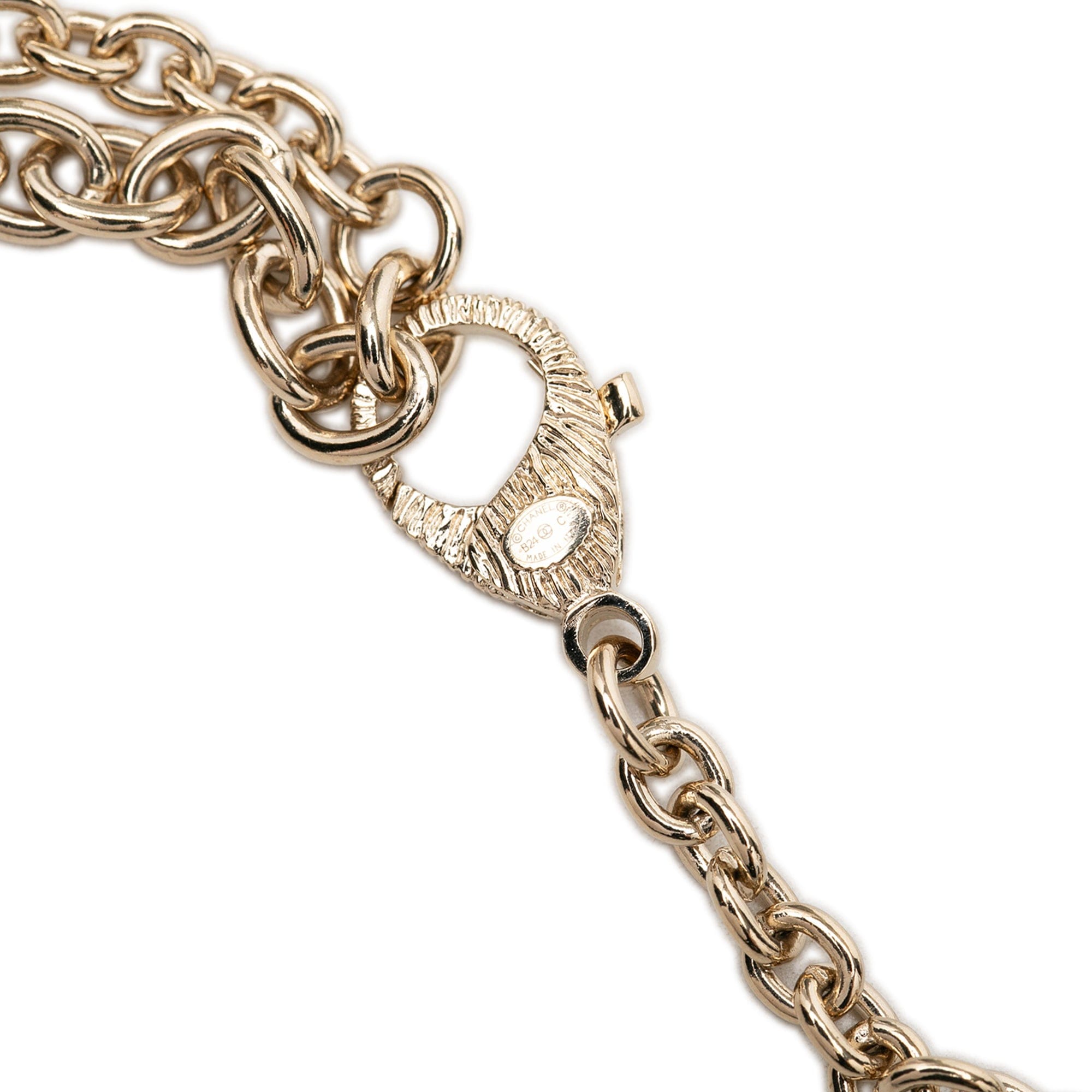 Chanel CC Gold Plated Strass Perfume Bottle Pendant Necklace