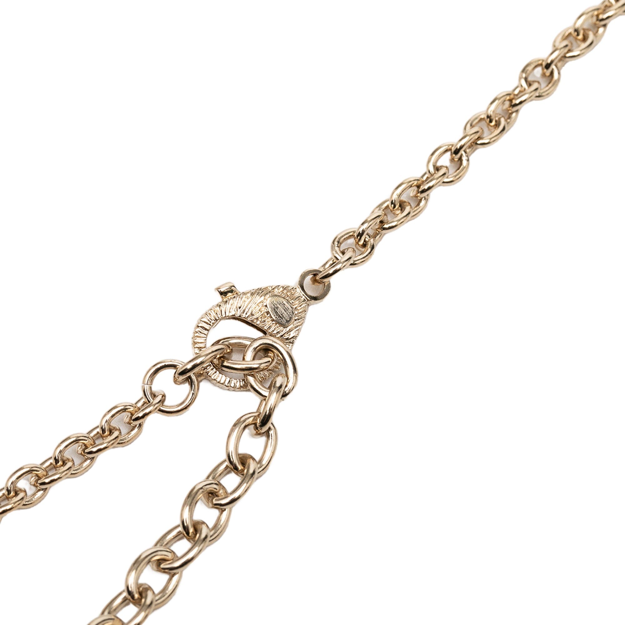 Chanel CC Gold Plated Strass Perfume Bottle Pendant Necklace