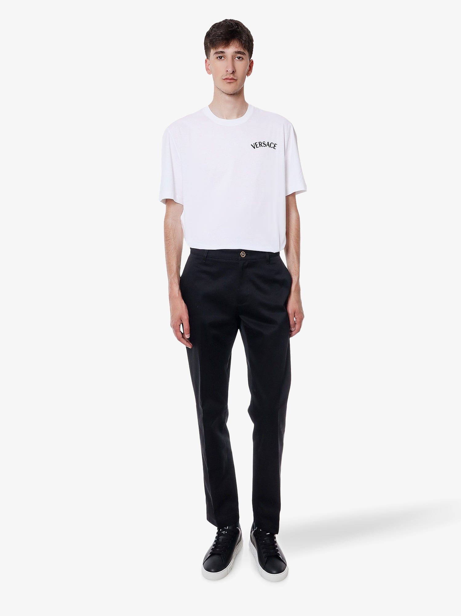 Versace Cotton jersey t - shirt with logo embroidery