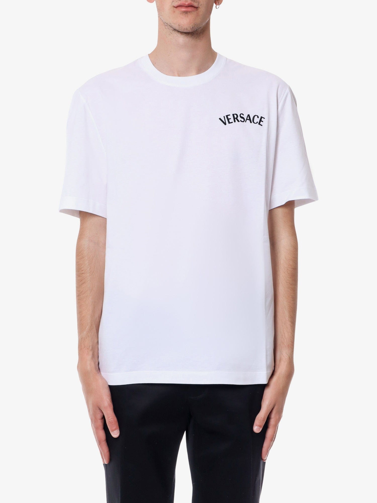 Versace Cotton jersey t - shirt with logo embroidery