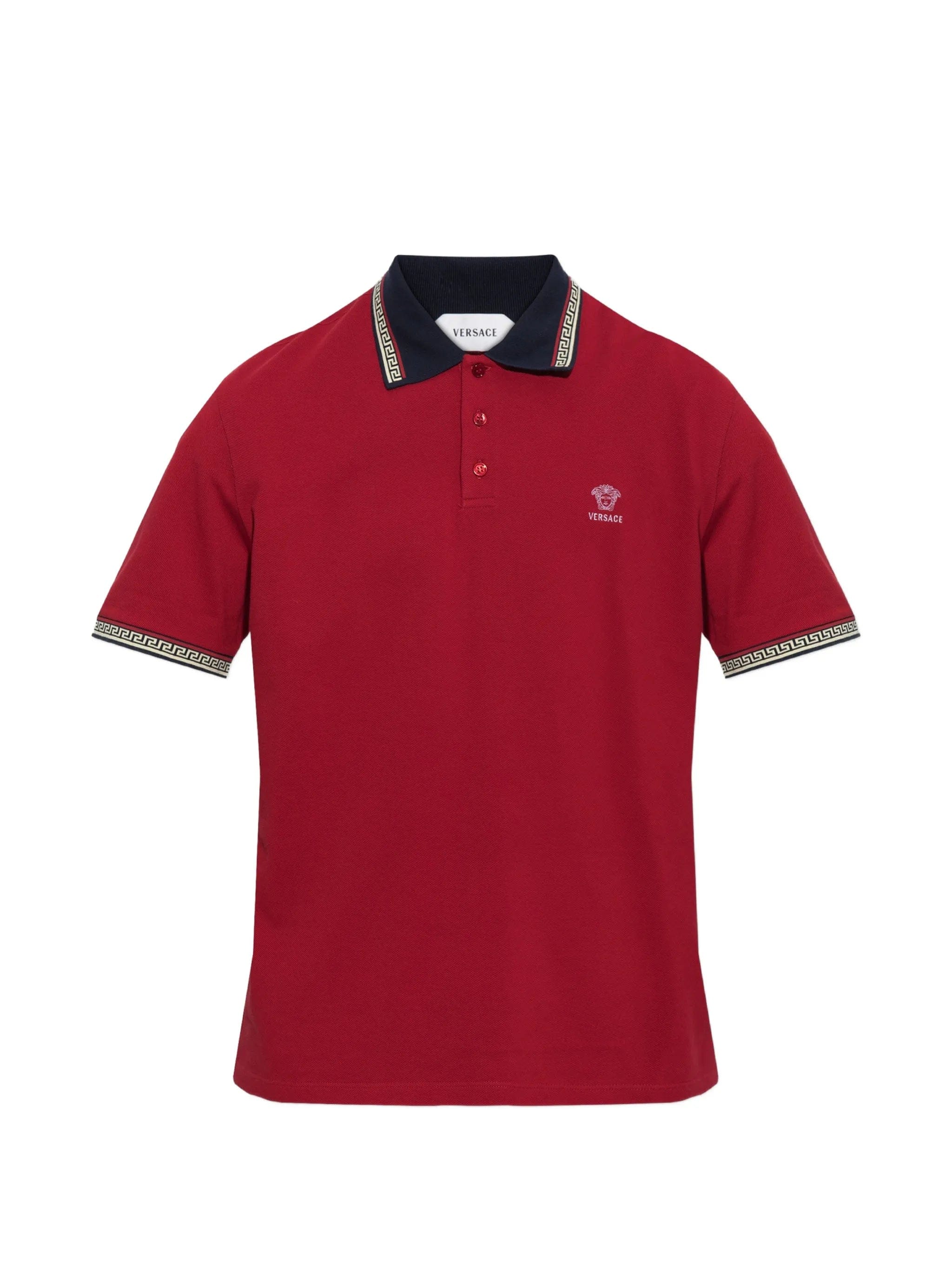 Versace Greca - trim embroidered polo shirt
