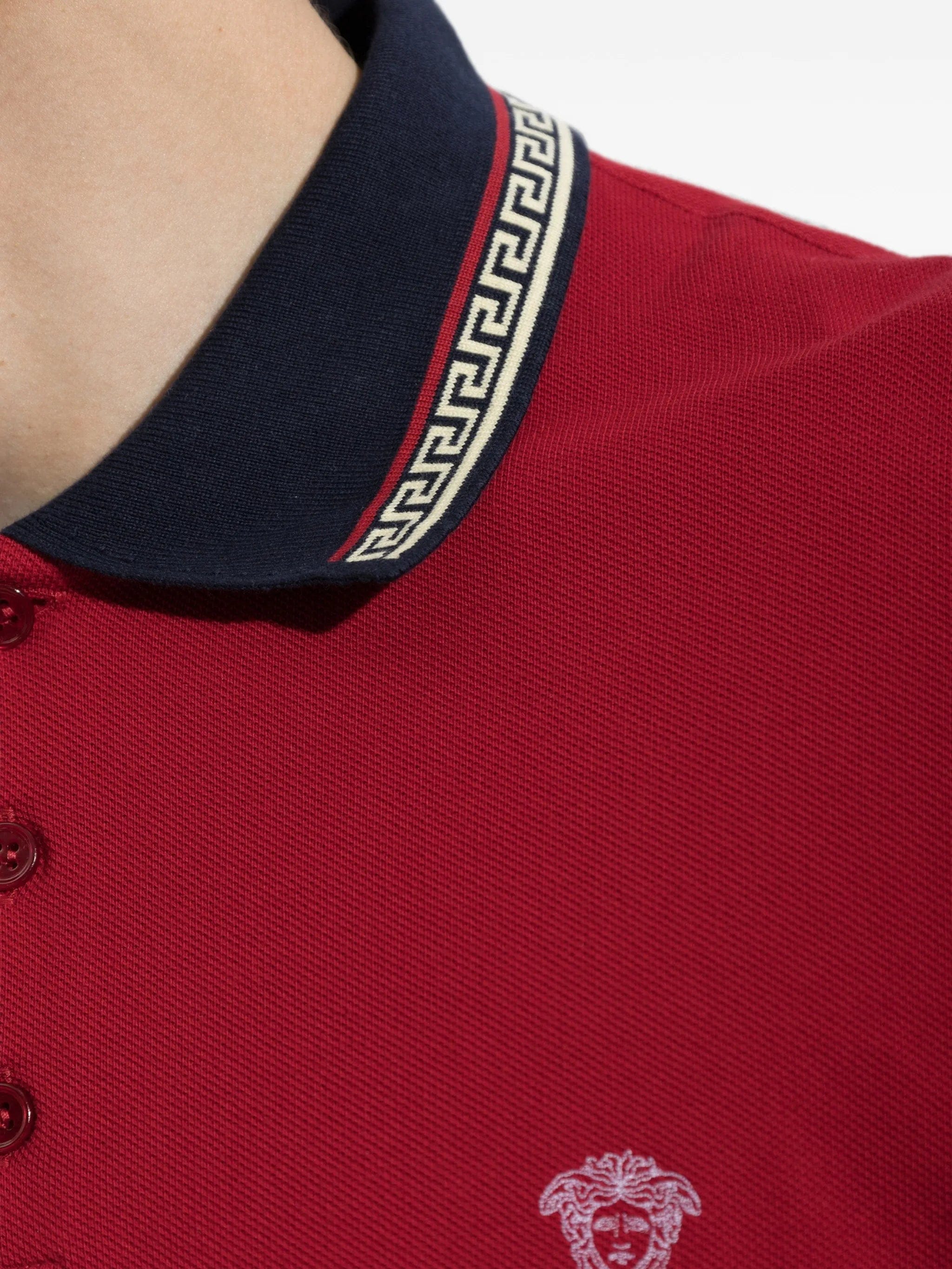 Versace Greca - trim embroidered polo shirt