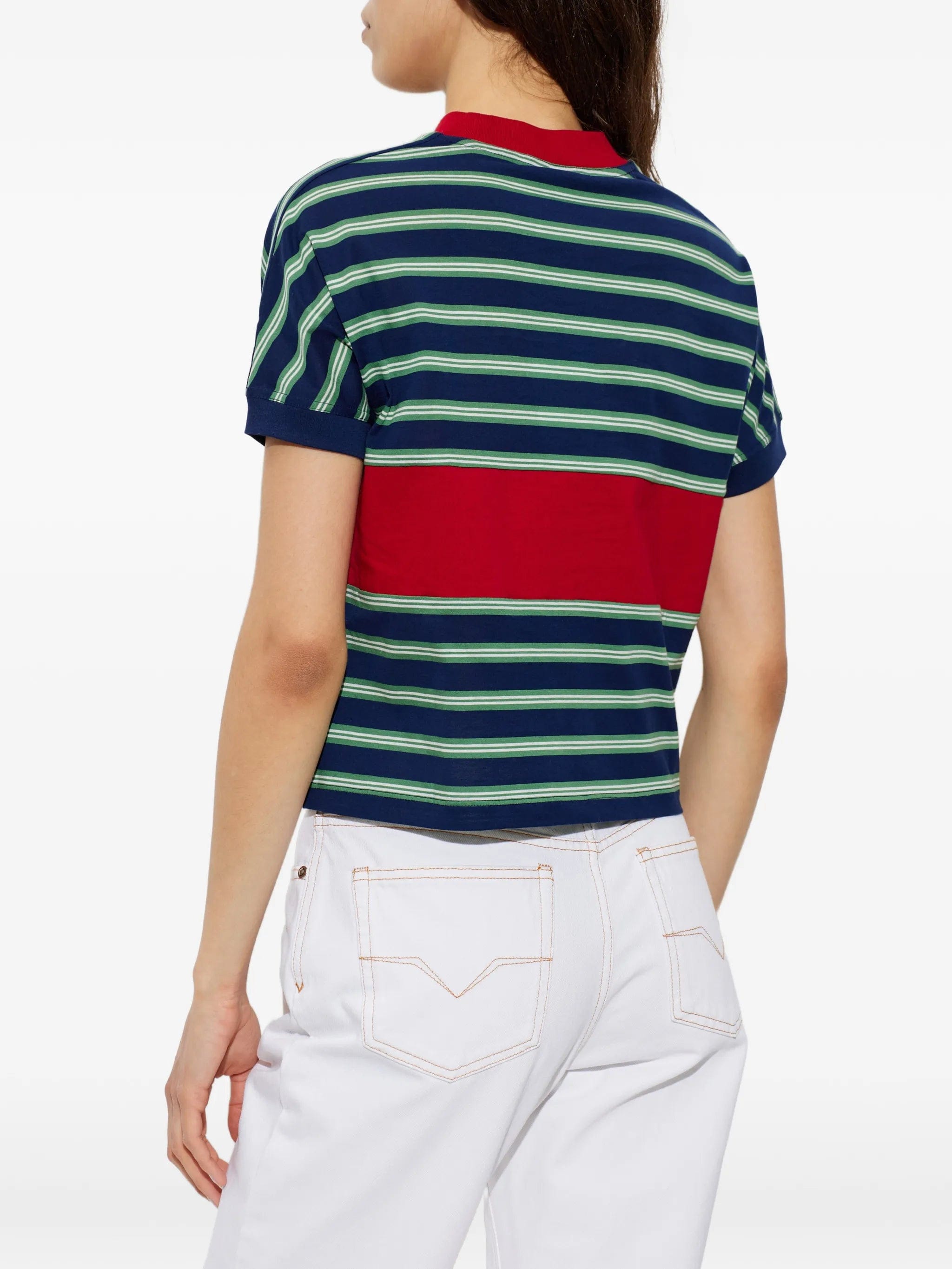 Versace striped logo - embroidered T - shirt