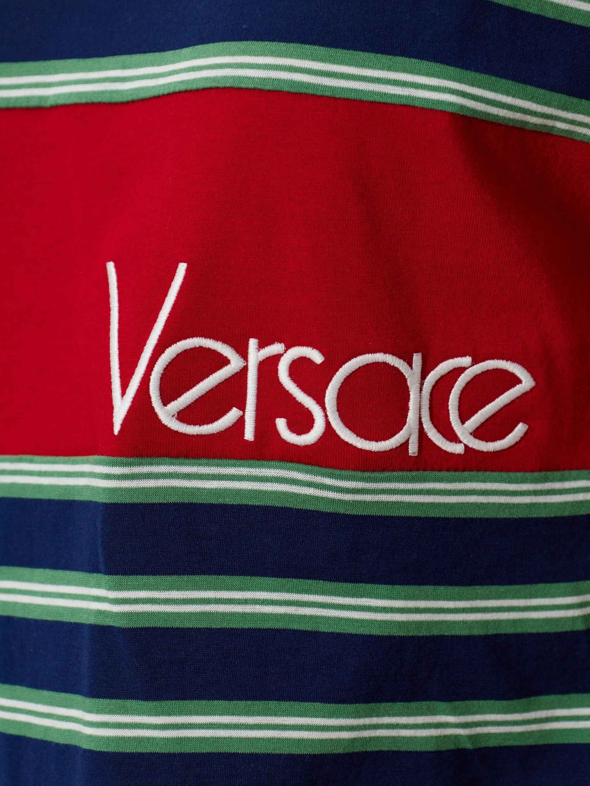 Versace striped logo - embroidered T - shirt