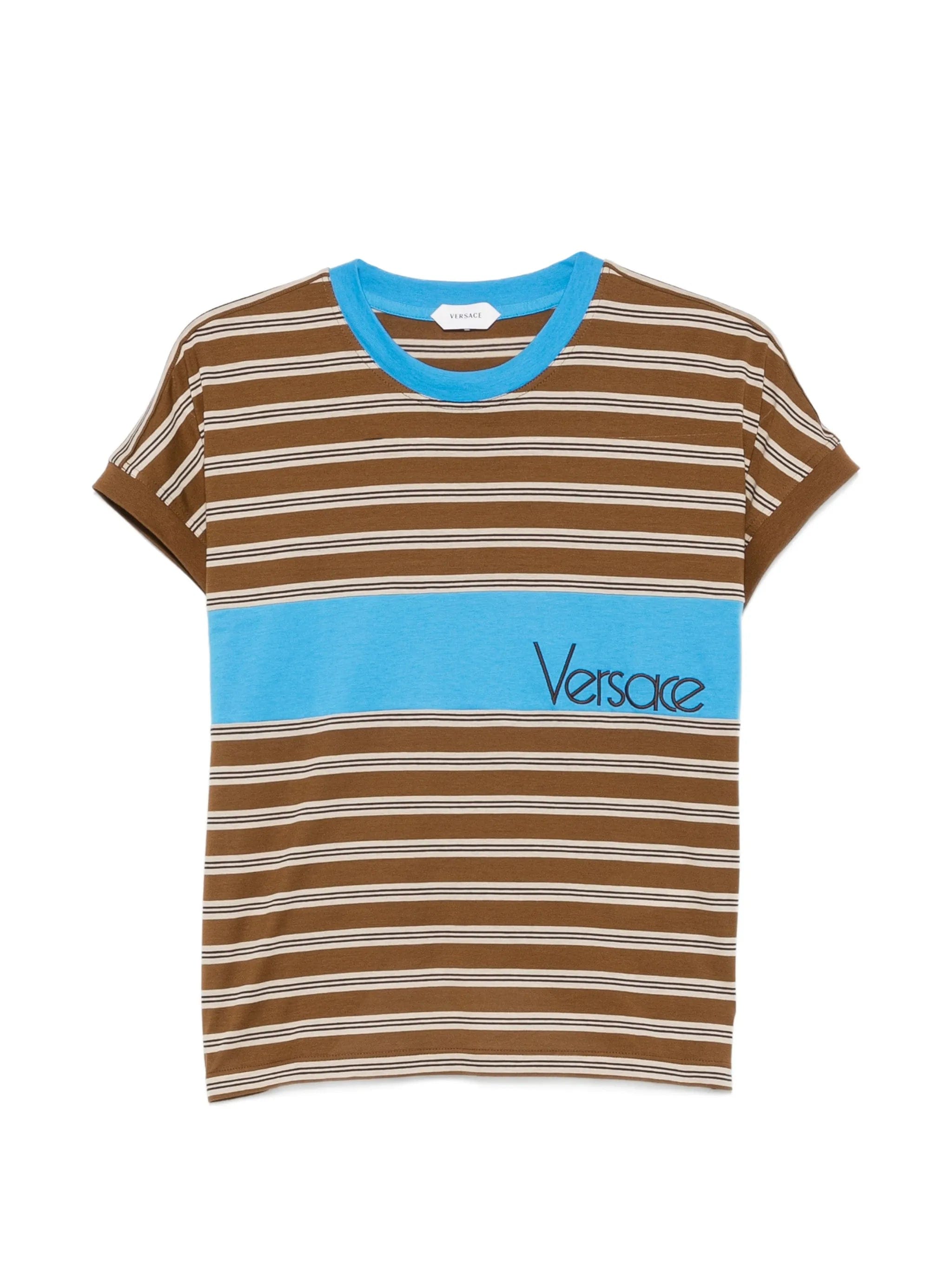 Versace logo - embroidered striped T - shirt