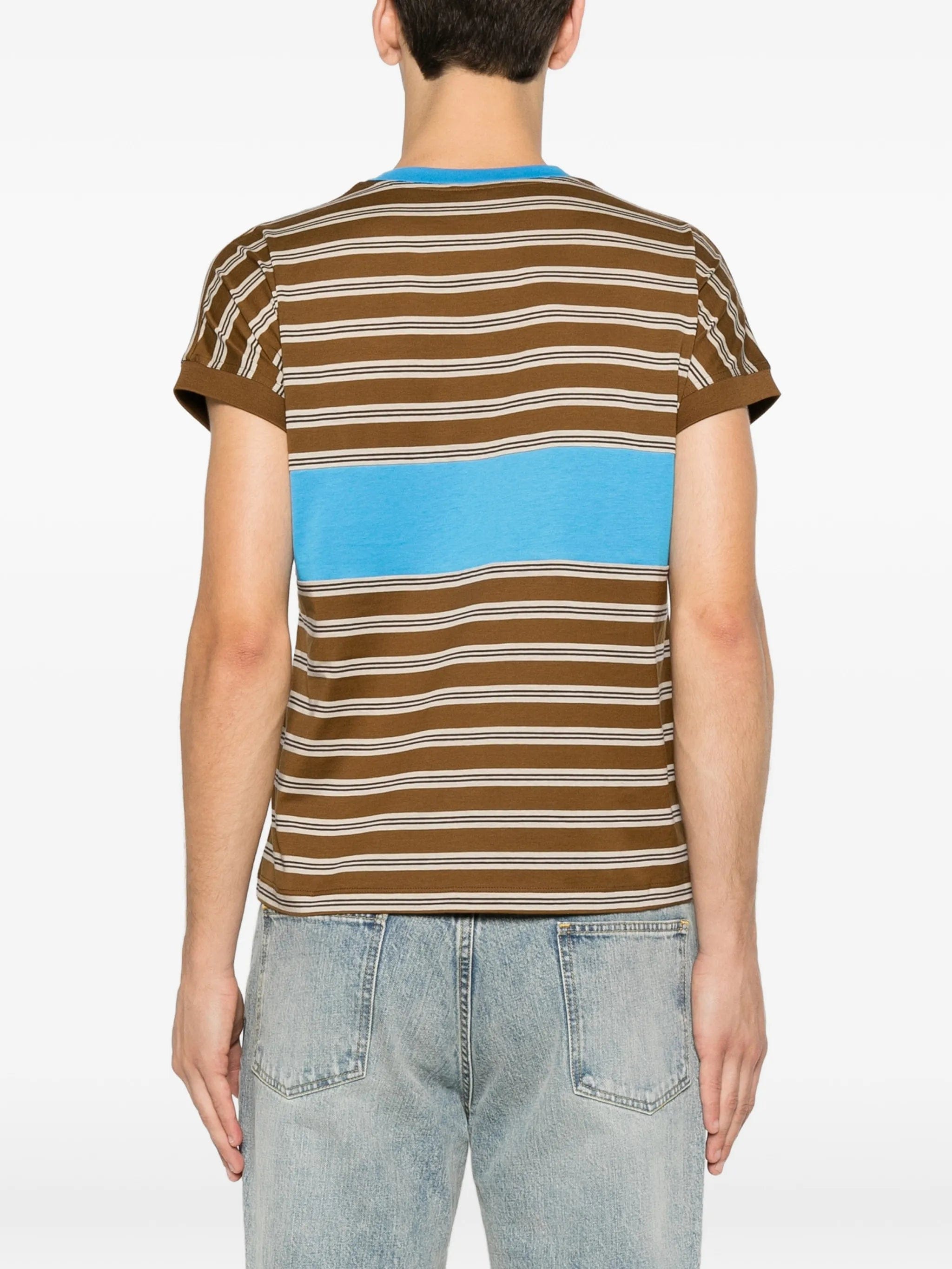 Versace logo - embroidered striped T - shirt