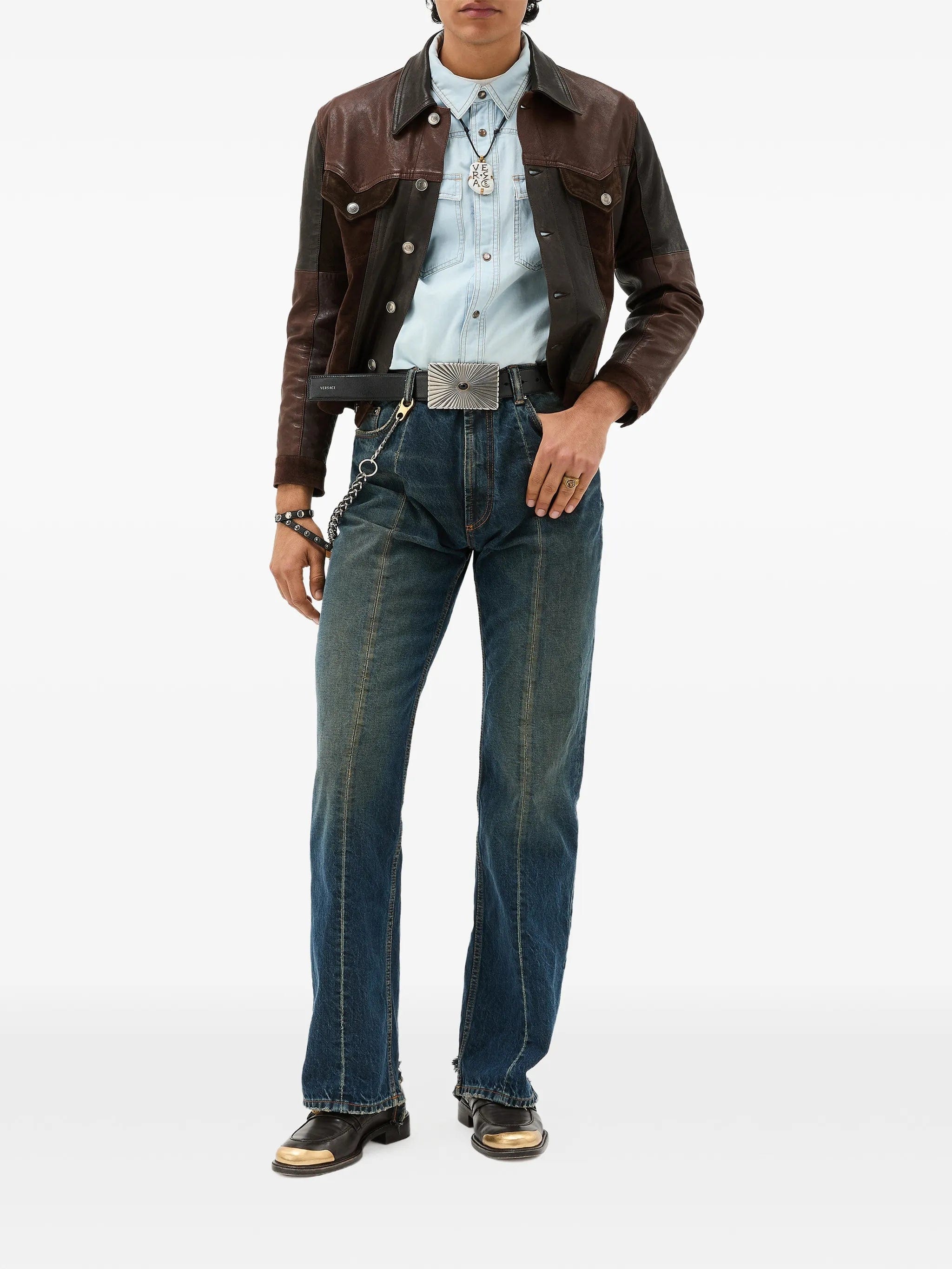 Versace distressed straight jeans