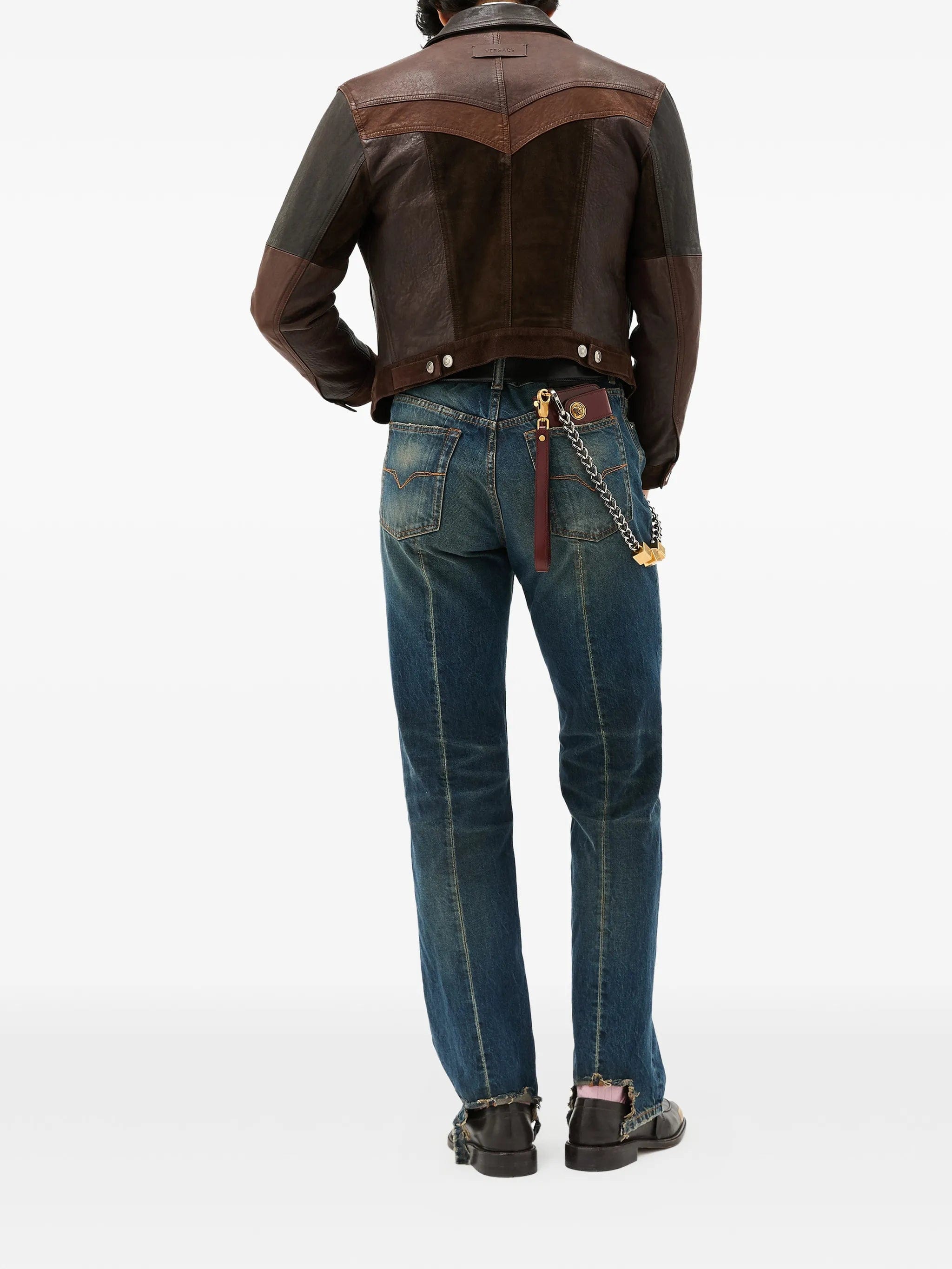 Versace distressed straight jeans