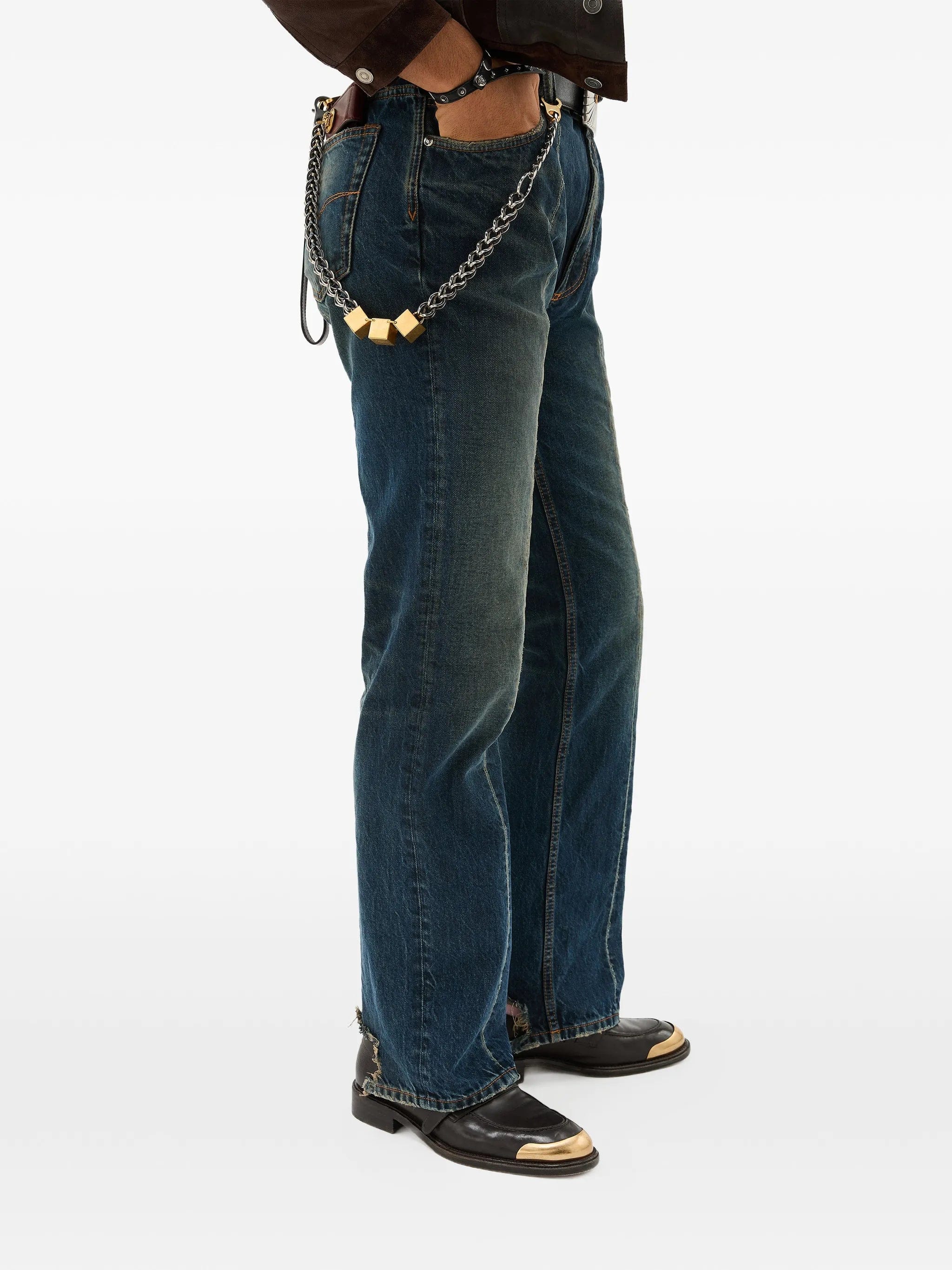 Versace distressed straight jeans
