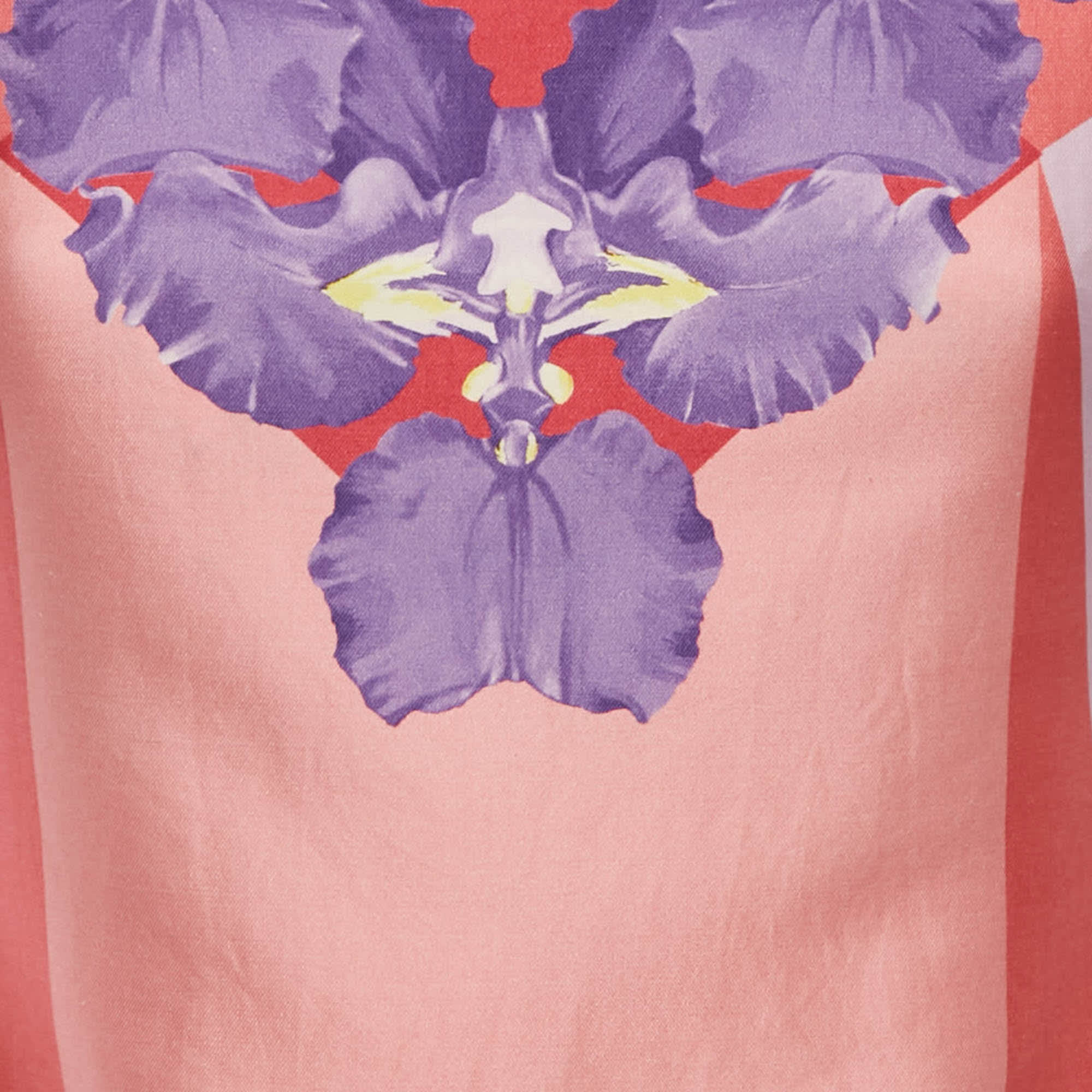Versace Pink/cream Printed Cotton Sheath Dress