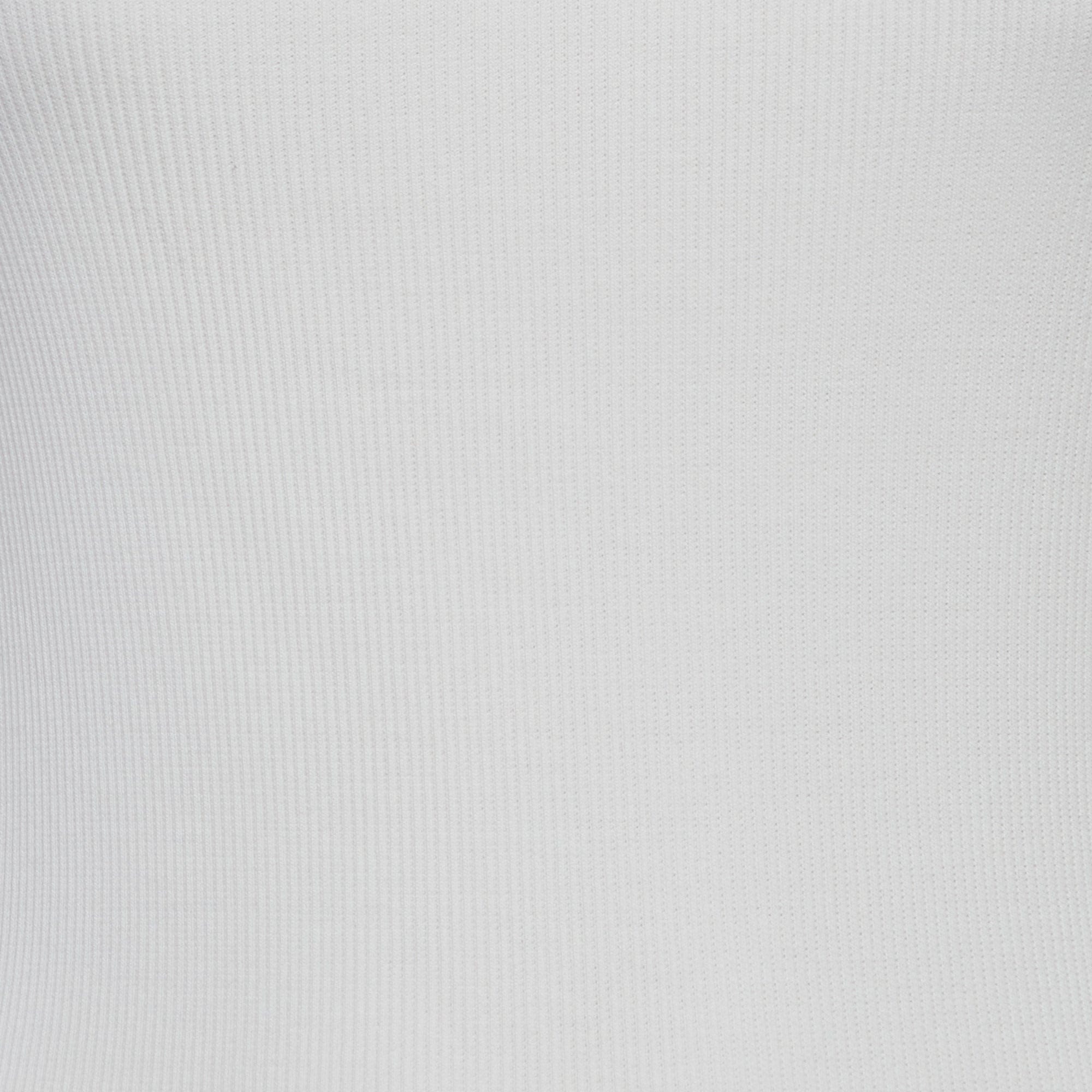Versace Jeans Couture White Rib Knit Buckle Strap Midi Dress