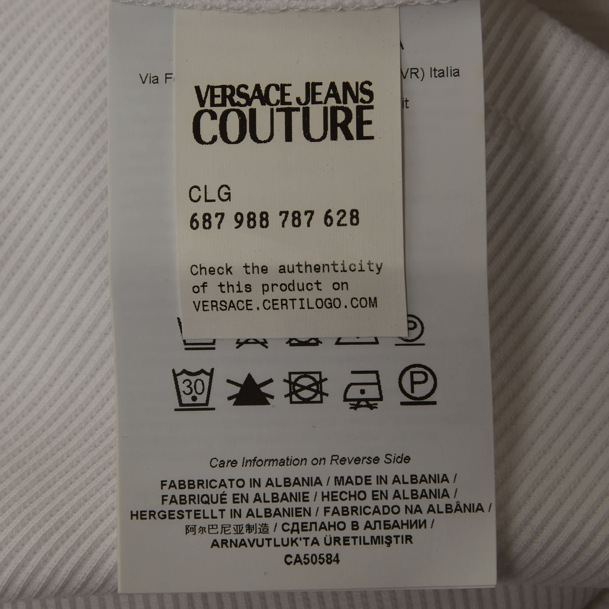 Versace Jeans Couture White Rib Knit Buckle Strap Midi Dress
