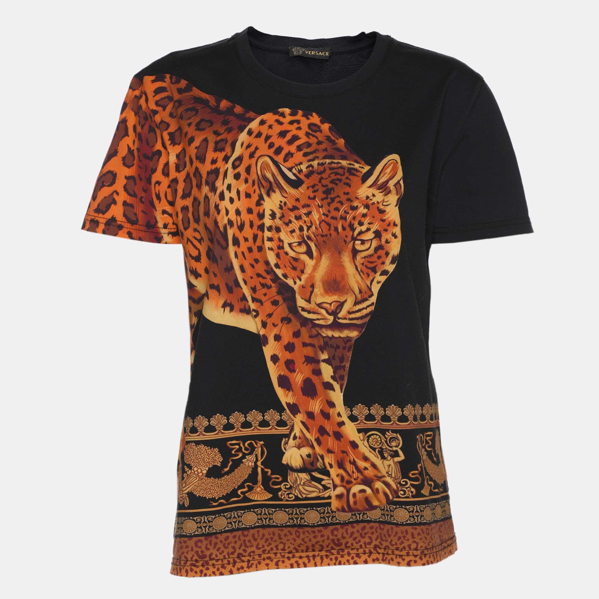 Versace Multicolor Tiger Print Jersey T - Shirt