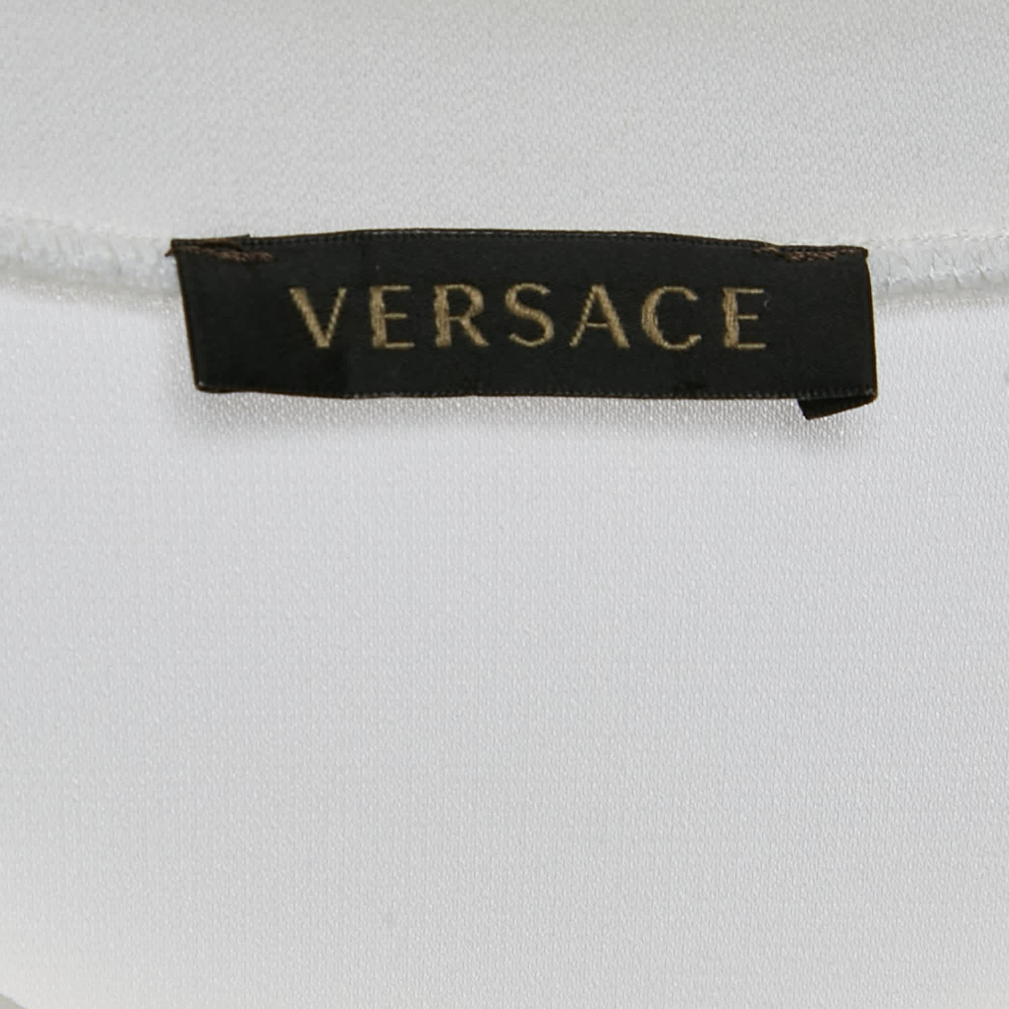 Versace White Medusa Studded Jersey T - Shirt