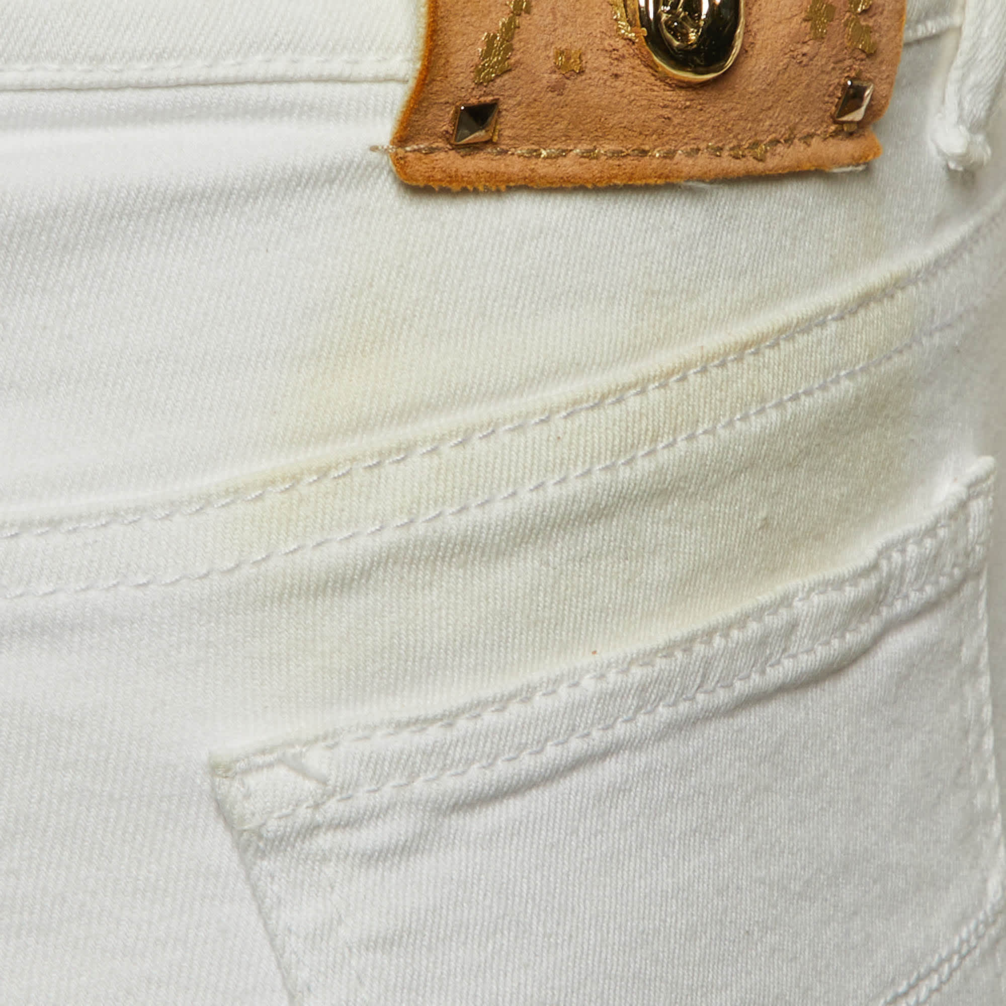 Versace Jeans White Denim Studded Jeans