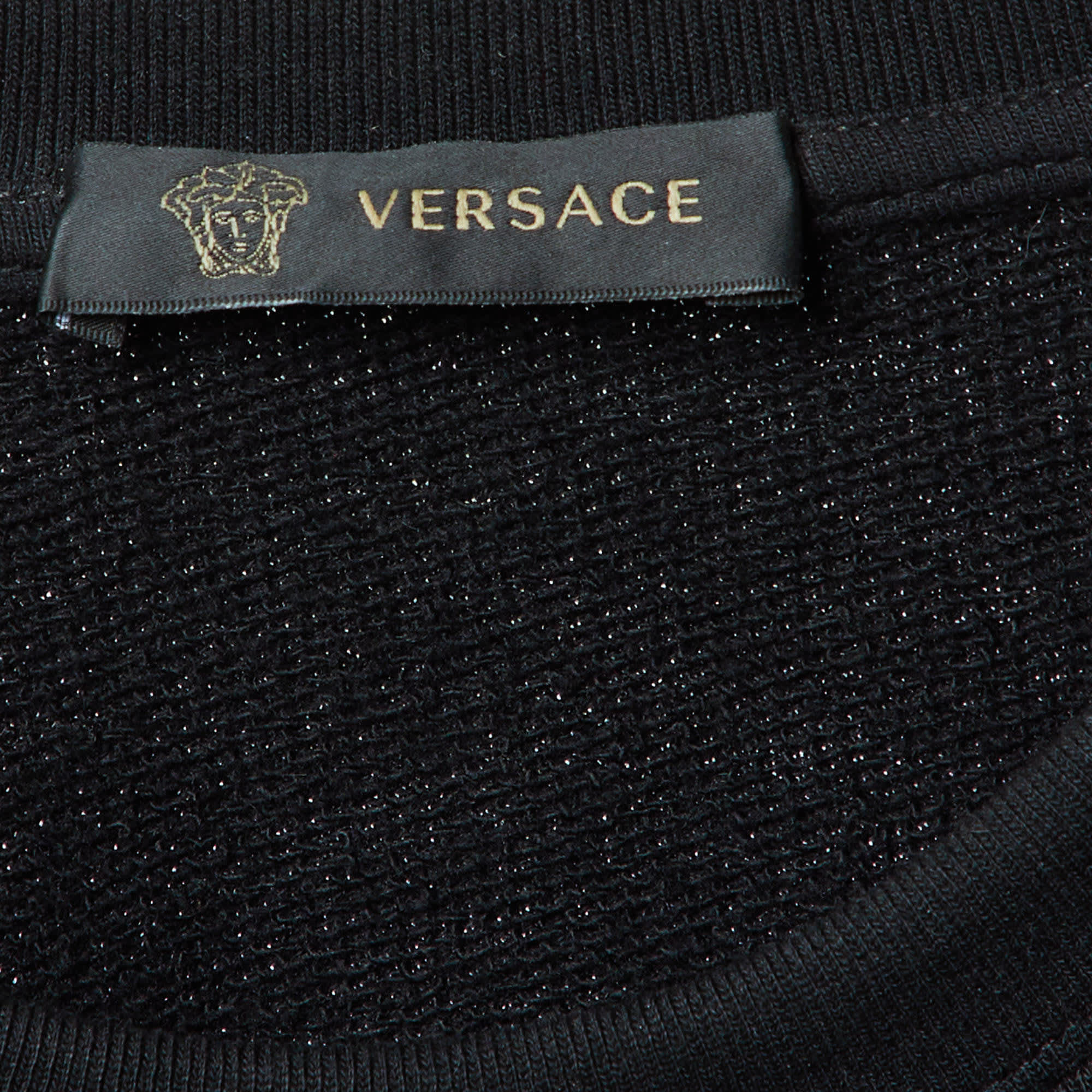 Versace Black Printed Cotton Crewneck Sweatshirt