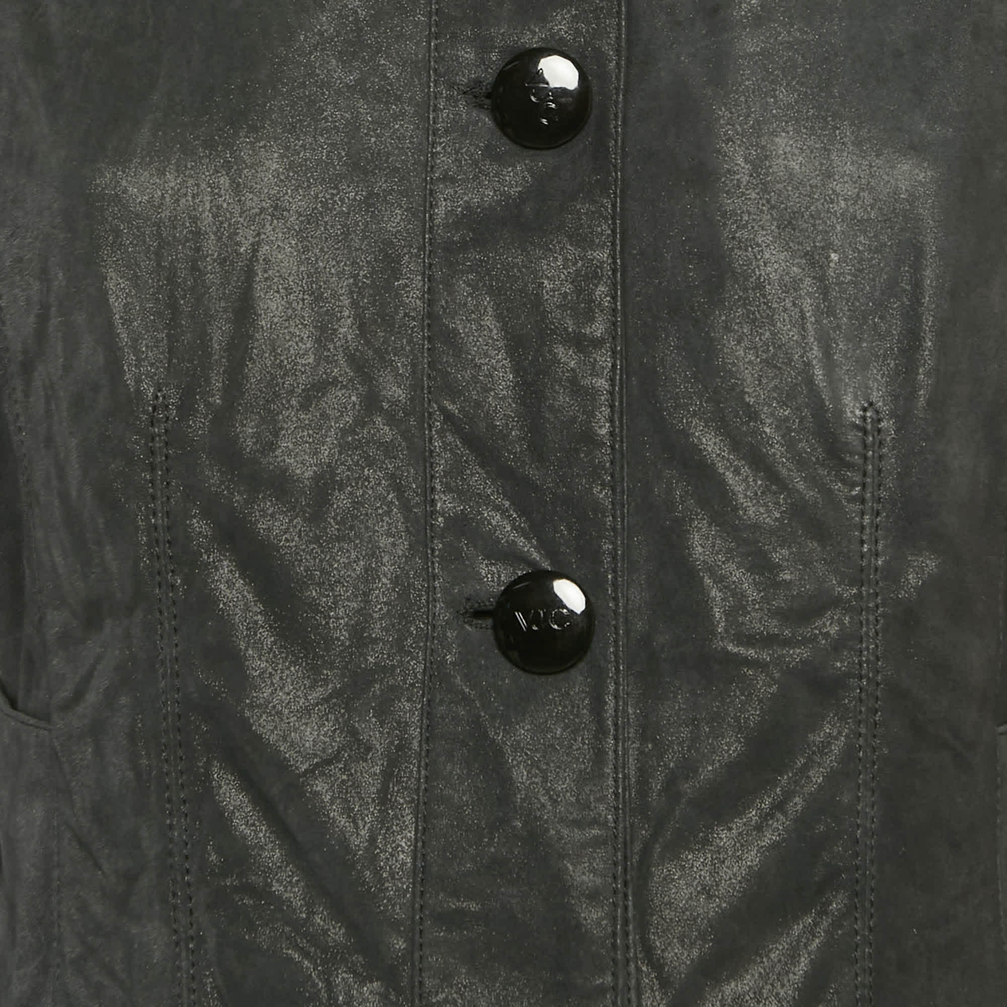 Versace Jeans Couture Black Leather Trench Coat