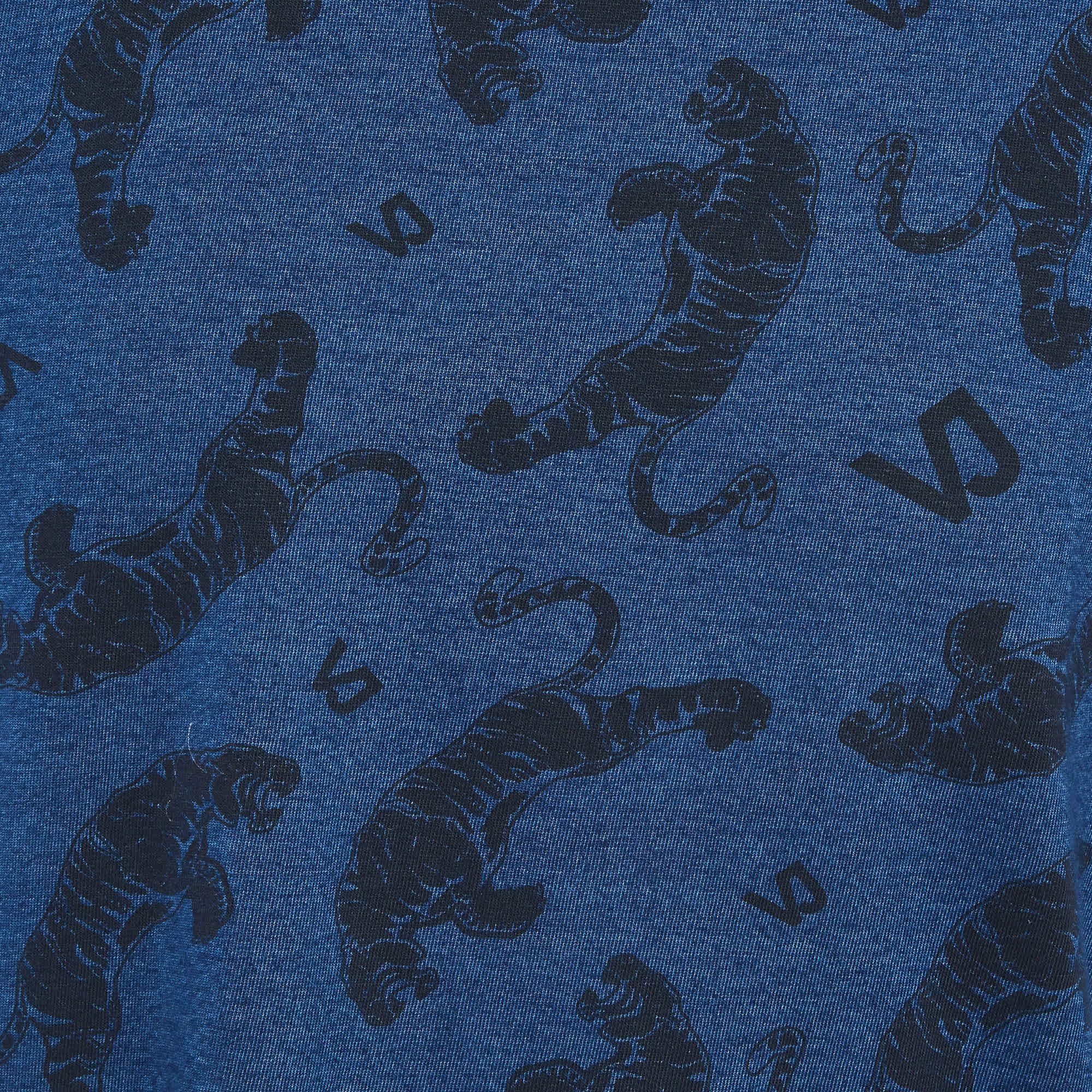 Versace Jeans Blue Tiger Print Jersey Crew Neck T - Shirt