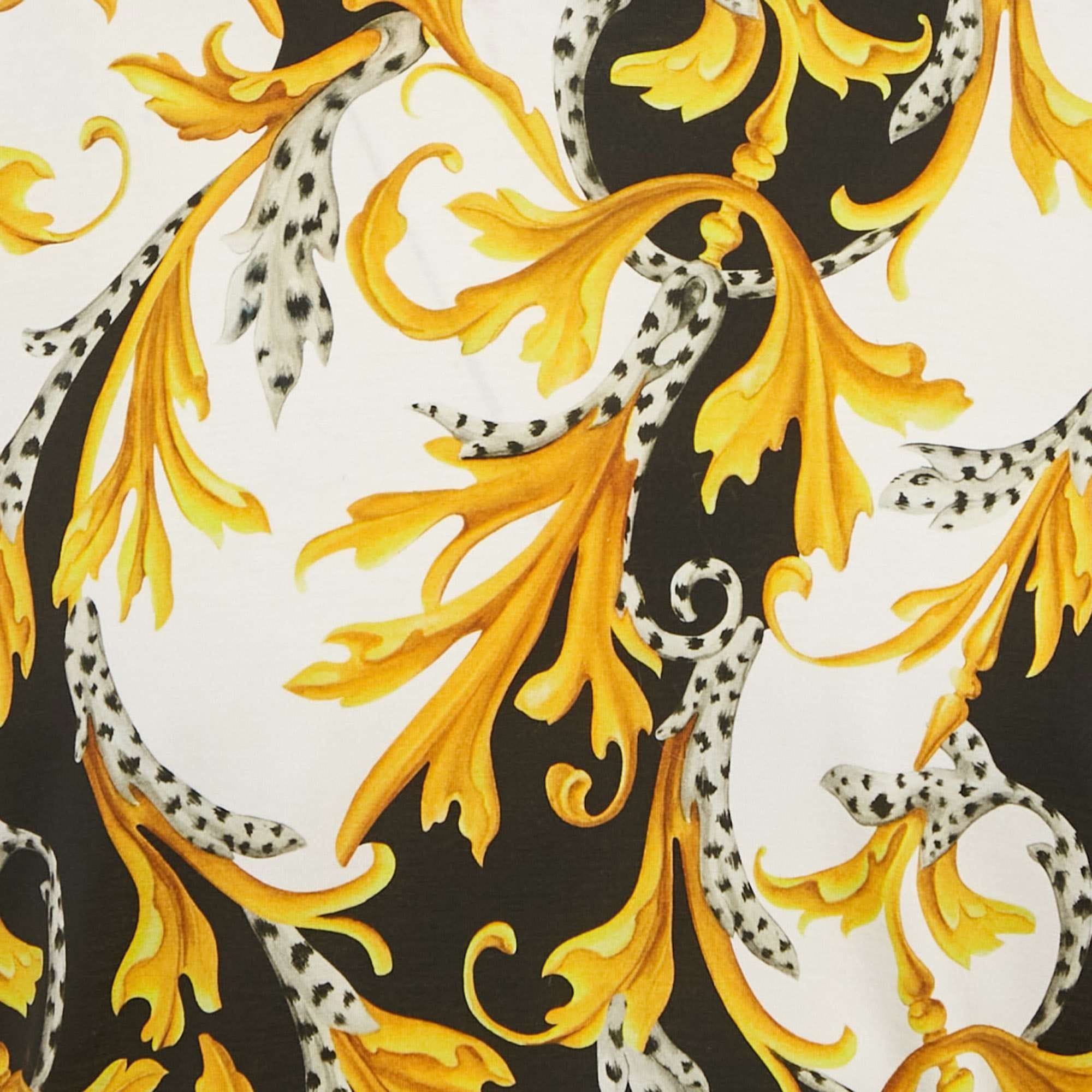 Versace Black/yellow Barocco Print Jersey Taylor Fit T - Shirt