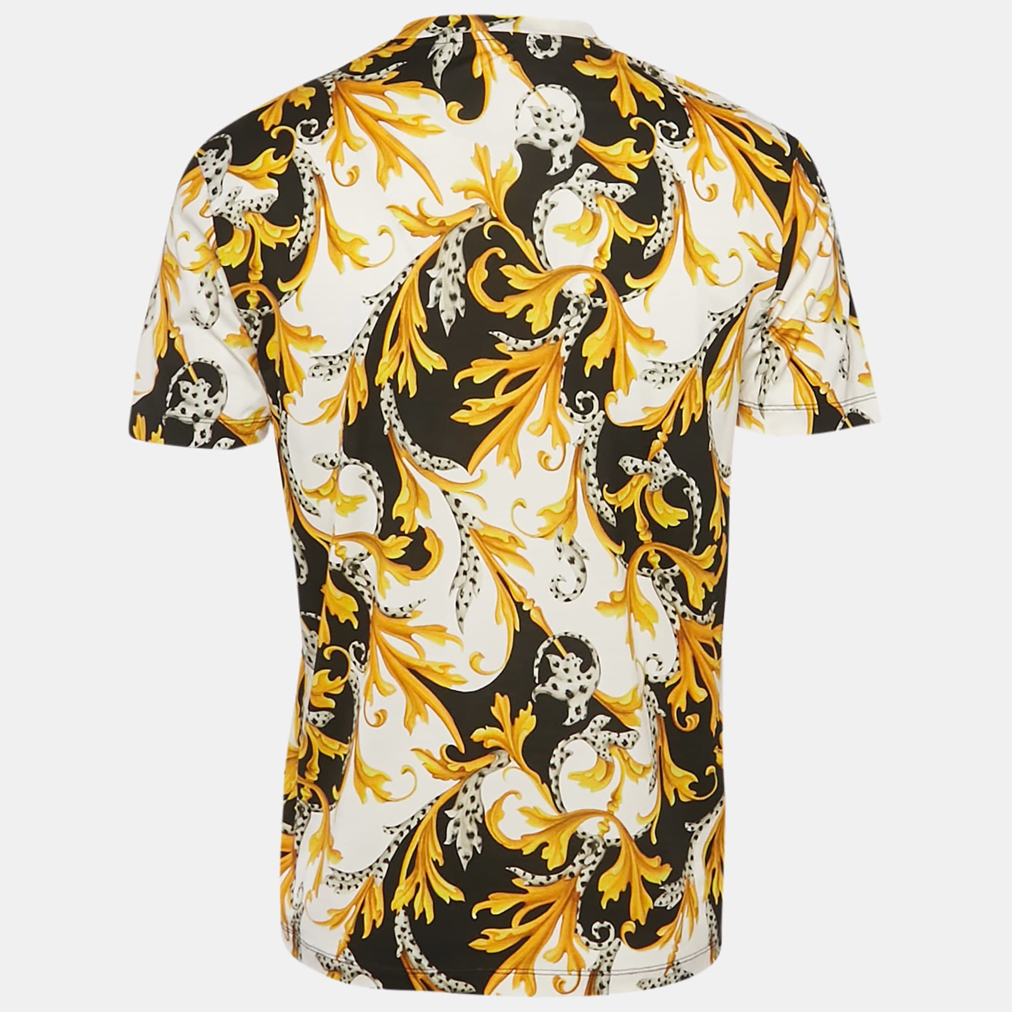 Versace Black/yellow Barocco Print Jersey Taylor Fit T - Shirt