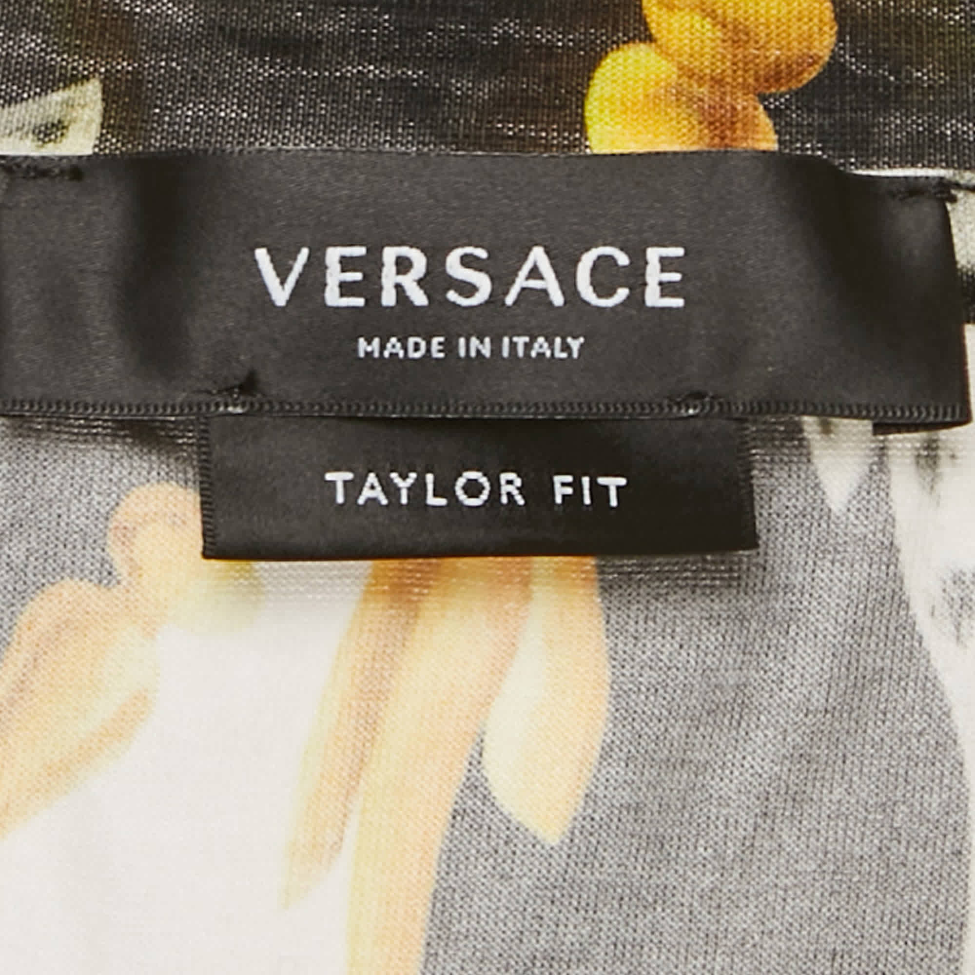 Versace Black/yellow Barocco Print Jersey Taylor Fit T - Shirt