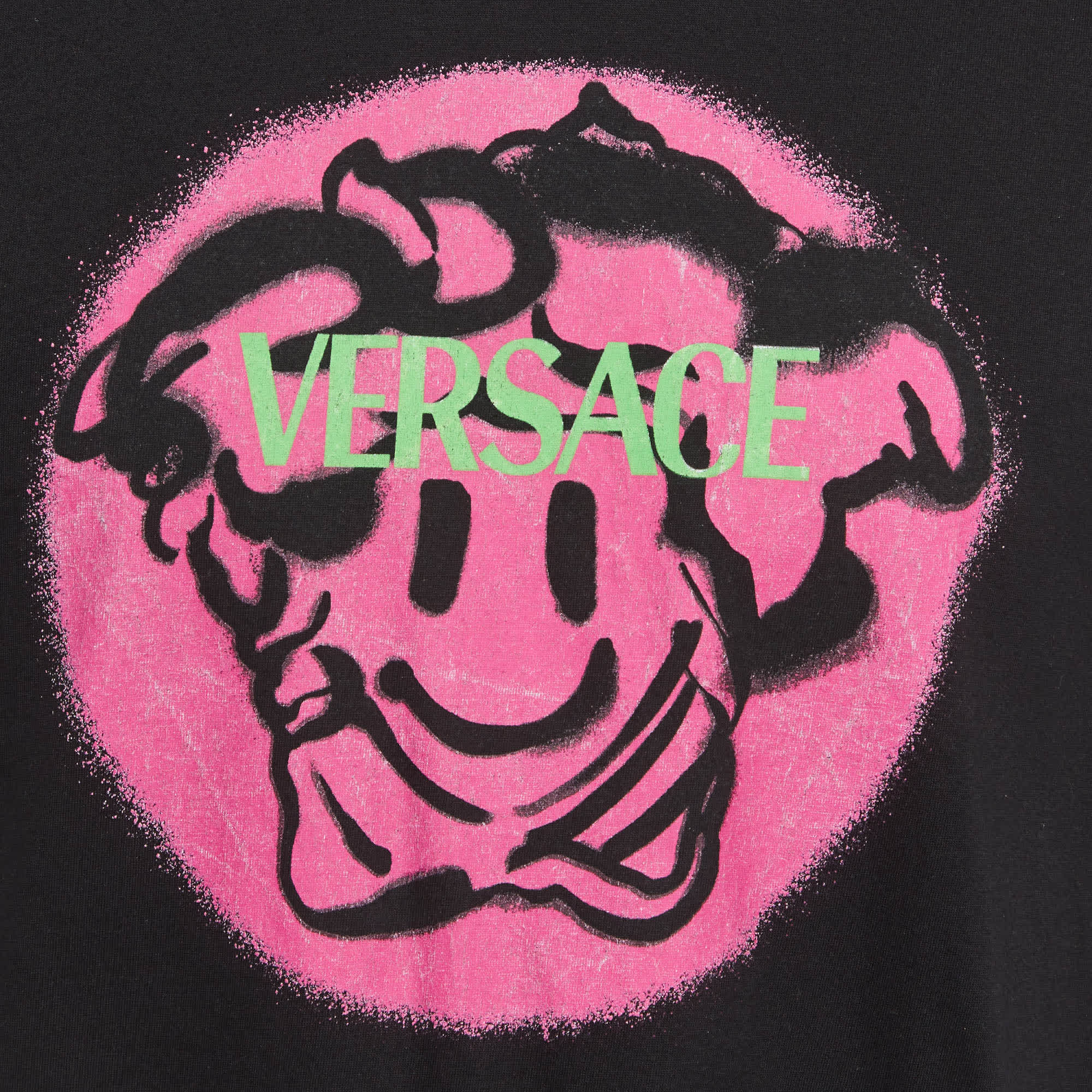 Versace Black Medusa Smiley Print Jersey Graphic T - Shirt