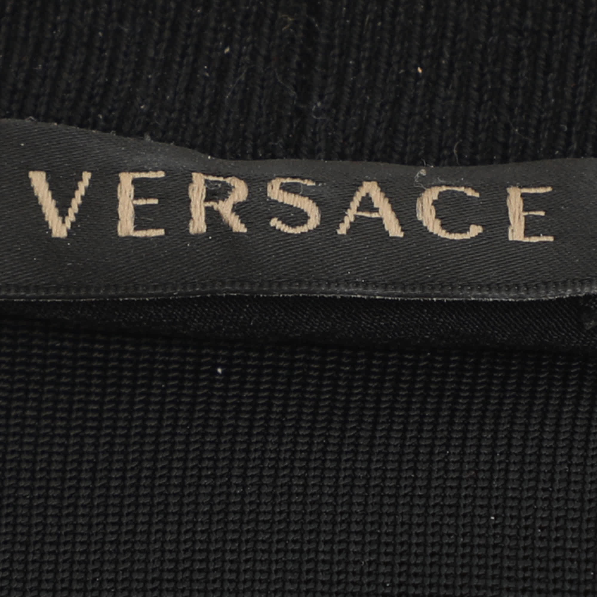 Versace Black Jersey Multicolor Logo Embroidered Sweatshirt