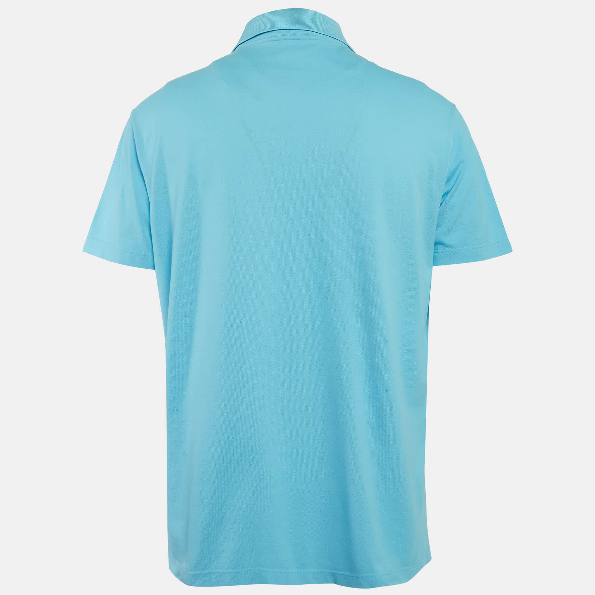 Versace Blue Medusa Embroidered Pique Polo T - Shirt