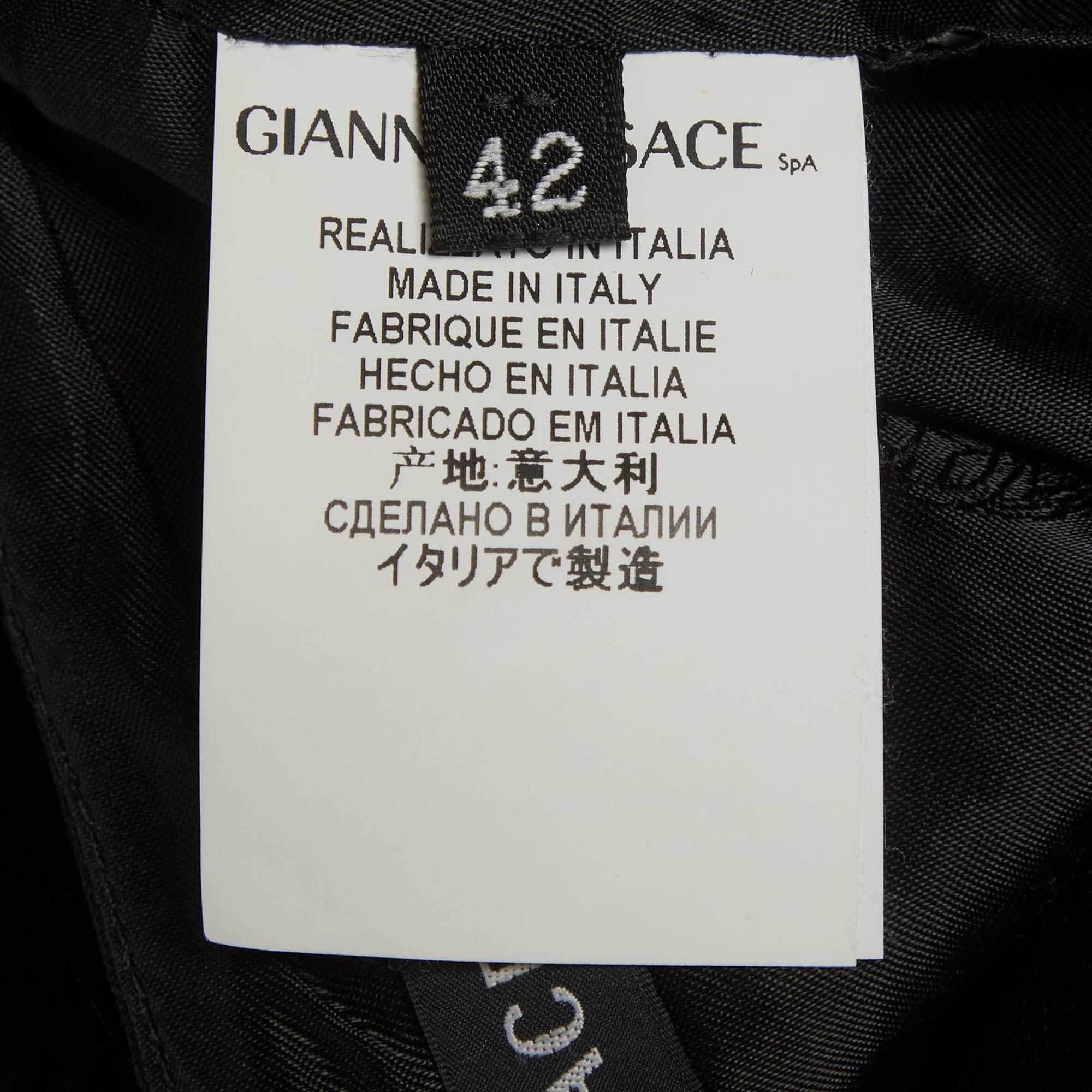 Versace Black Silk Blend Ribbed Paneled Mini Skirt