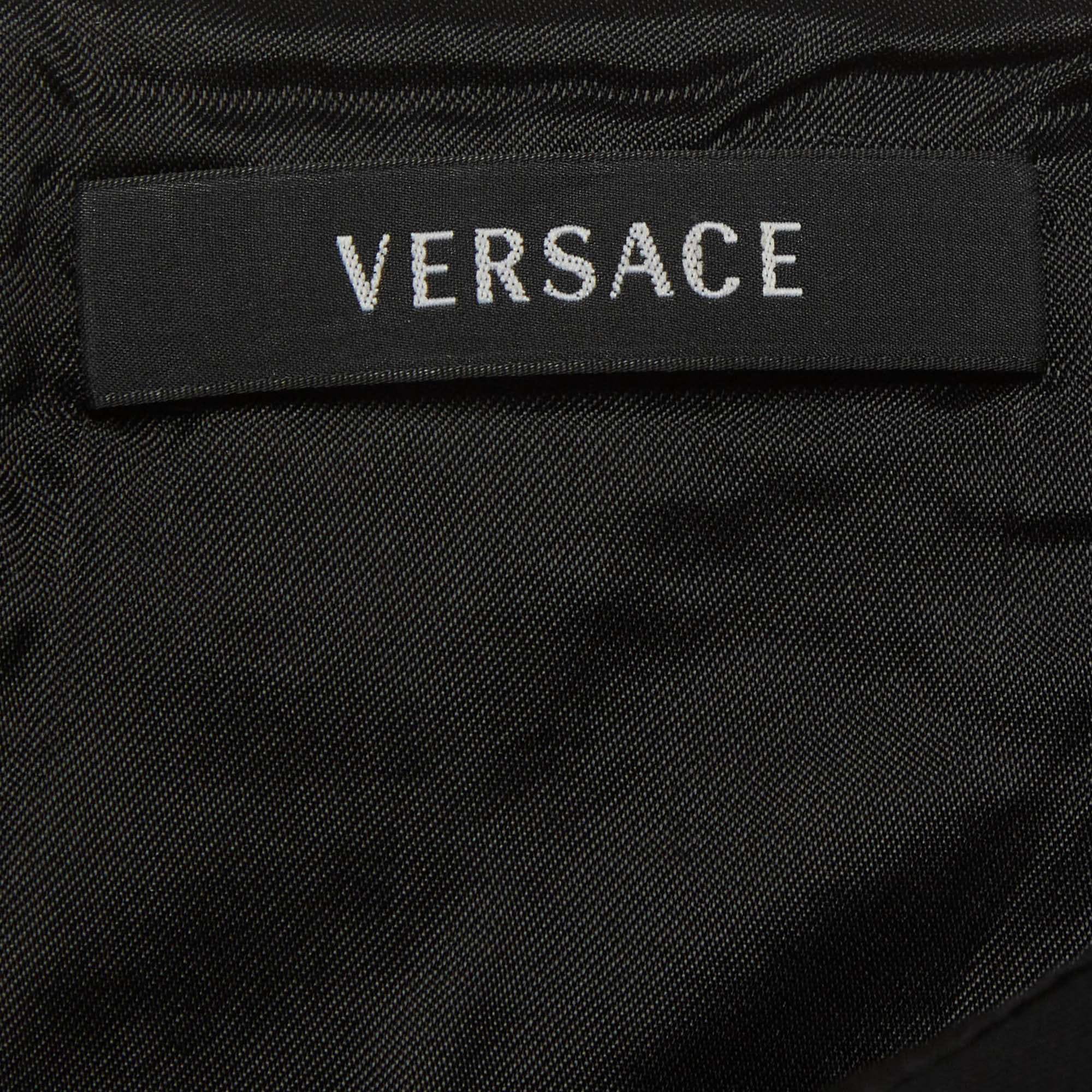 Versace Black Silk Blend Ribbed Paneled Mini Skirt