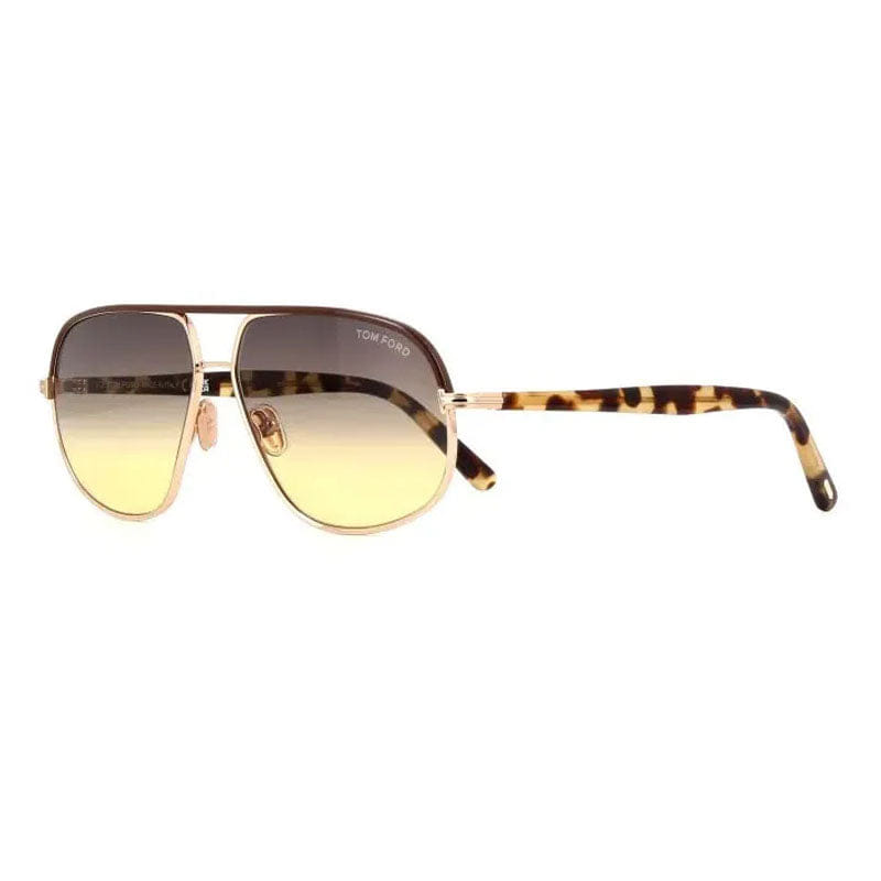 Tom Ford Sunglasses Aviator Full Rim, Shiny Rose Gold Frame and Brown Gradient Lens FT101928F