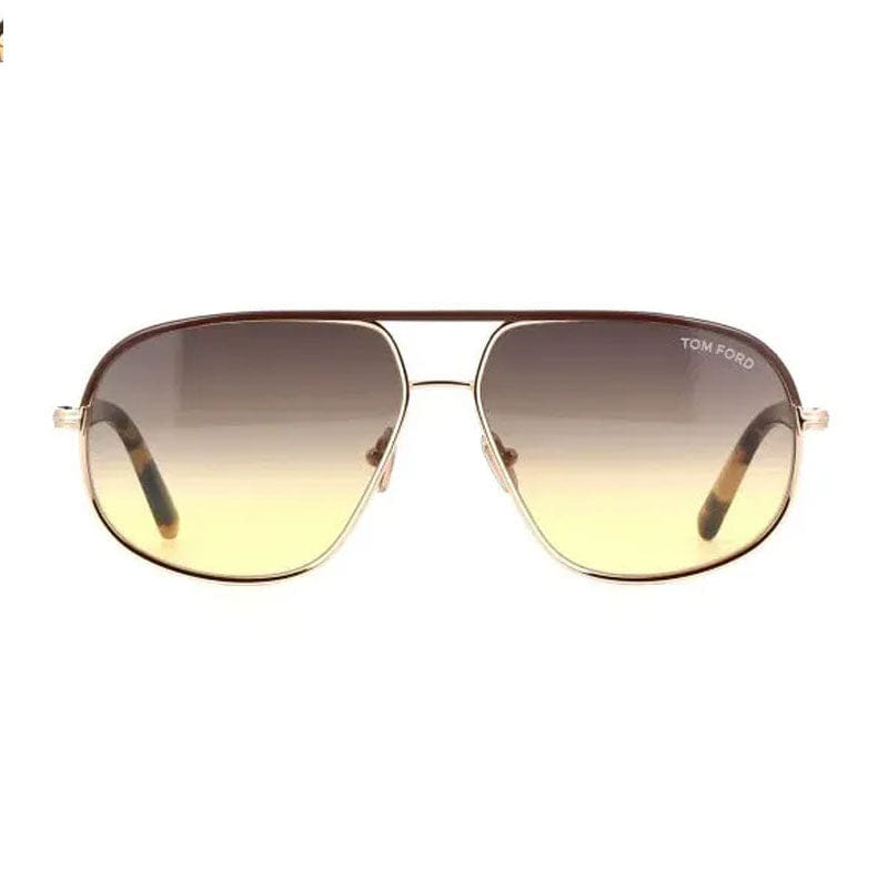 Tom Ford Sunglasses Aviator Full Rim, Shiny Rose Gold Frame and Brown Gradient Lens FT101928F