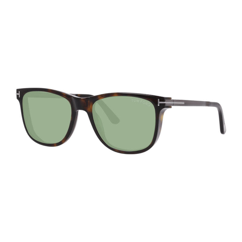 Tom Ford Sunglasses Square Full Rim, Dark Havana Frame and Green Lens FT110452N