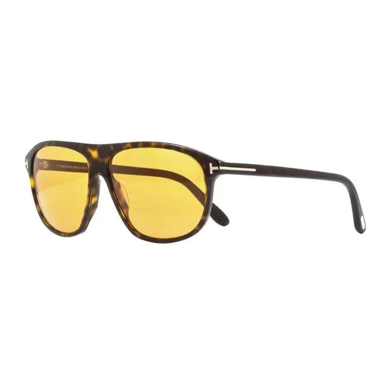 Tom Ford Sunglasses Square Full Rim, Shiny Havana Frame and Blue Lens FT102756V