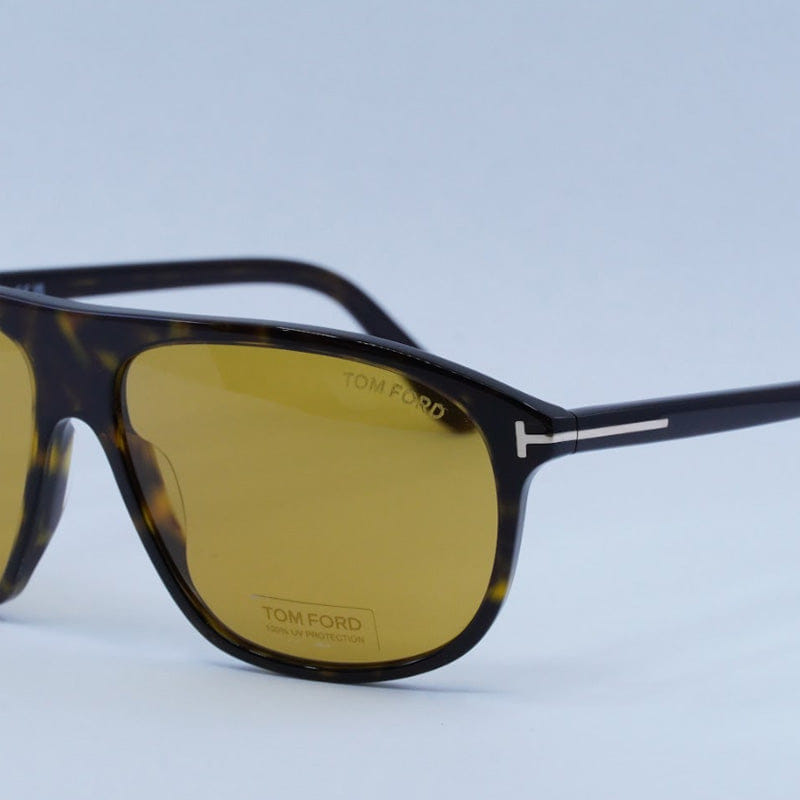 Tom Ford Sunglasses Square Full Rim, Shiny Havana Frame and Blue Lens FT102756V